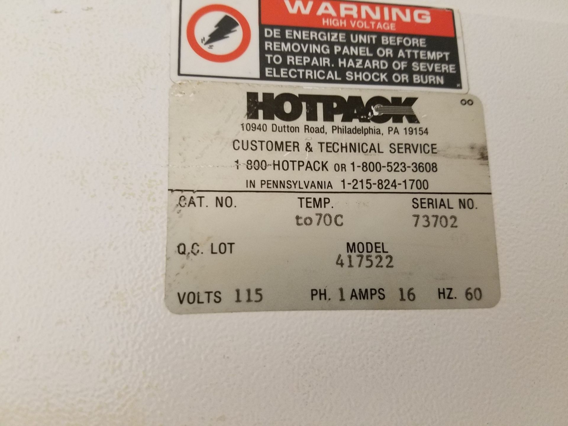 Hotpack, Stability Chamber, M# 417522, S/N 73702 | Rig Fee: $300 - Image 2 of 2