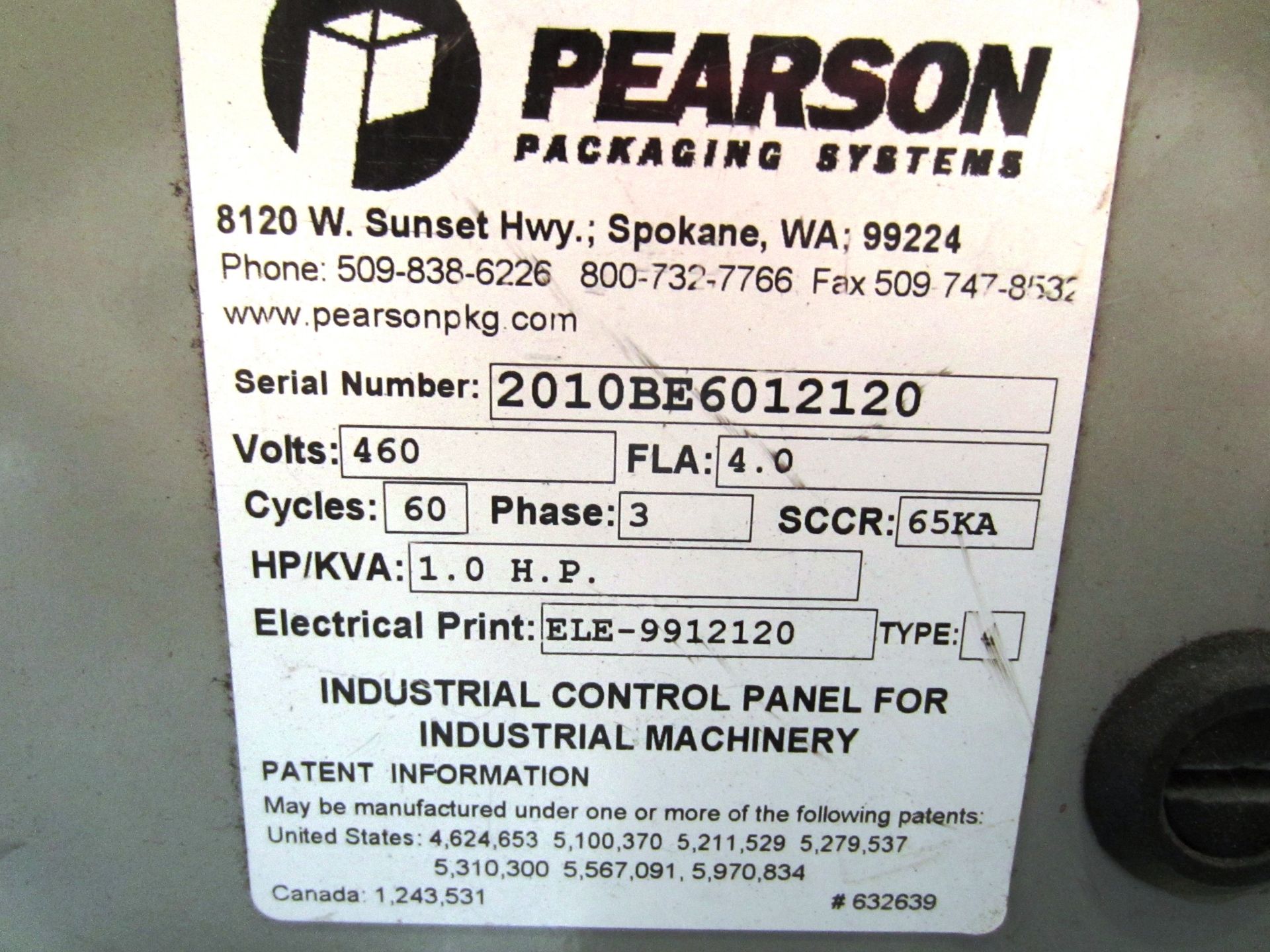 2010 Pearson Model BE60 Carrier Erector, 60 Carriers Per Minute, 460V, 3ph, 60 Hz (Milton, DE) - Image 9 of 9