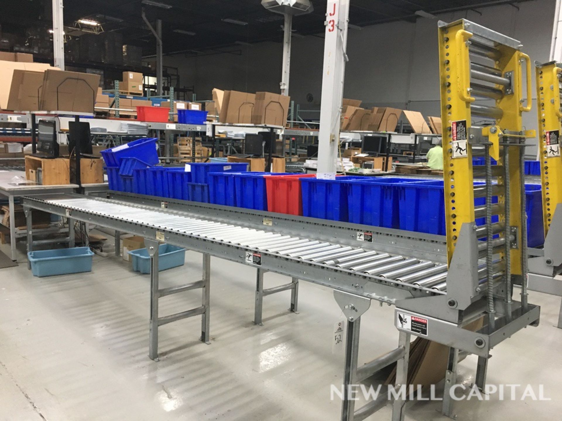 Spring Assisted Roller Conveyor &amp; Gate, Approx 20ft OA Length, 15in Wide Rol | Rig Fee: $150