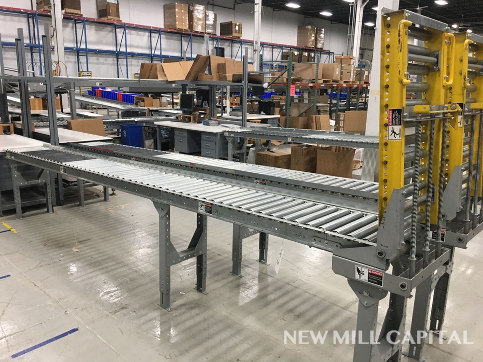 Spring Assisted Roller Conveyor &amp; Gate, Approx 18.5ft OA Length, 15in Wide R | Rig Fee: $150