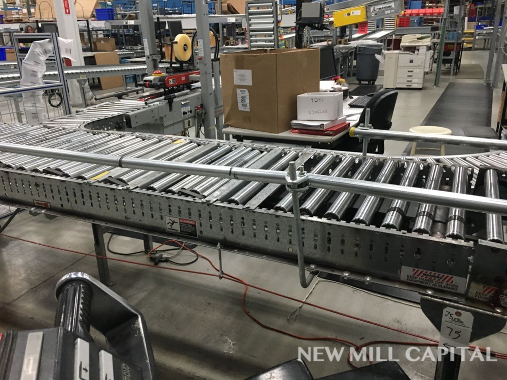 Automotion Power Roller Conveyor, Approx 75ft OA Length, Belt Driven Rollers, Ai | Rig Fee: $800 - Image 2 of 13