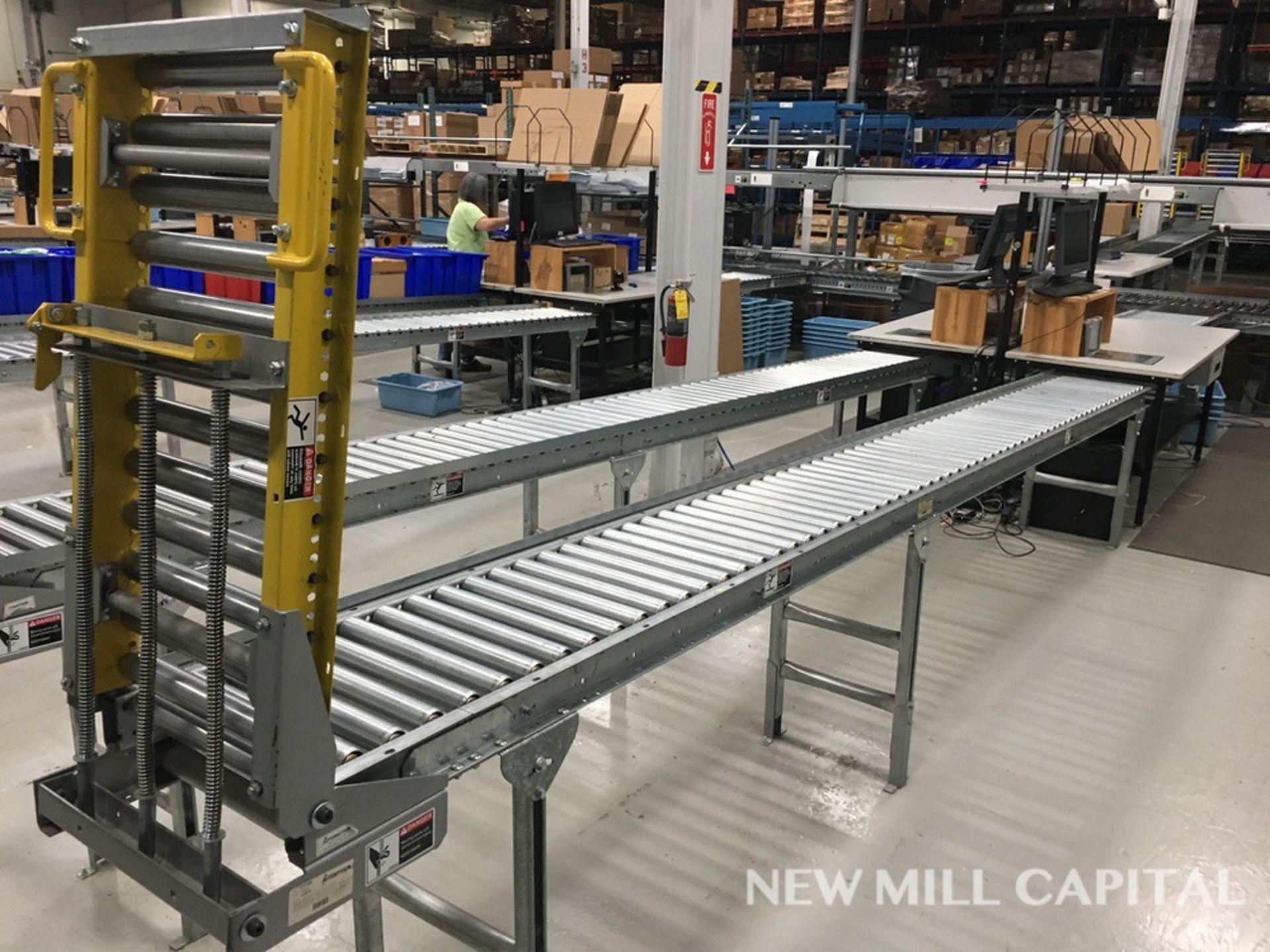 Spring Assisted Roller Conveyor &amp; Gate, Approx 20ft OA Length, 15in Wide Rol | Rig Fee: $150