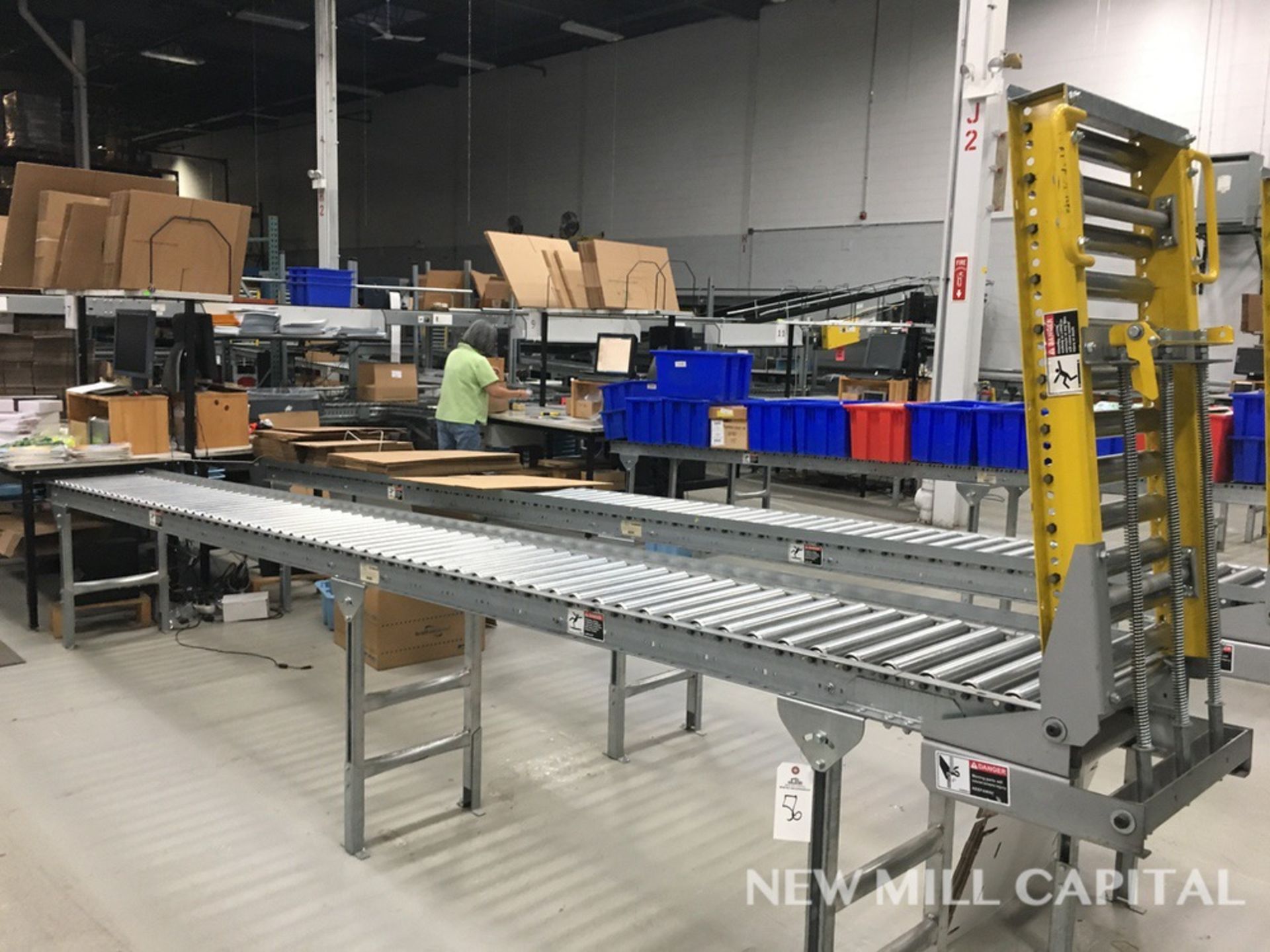 Spring Assisted Roller Conveyor &amp; Gate, Approx 20ft OA Length, 15in Wide Rol | Rig Fee: $150