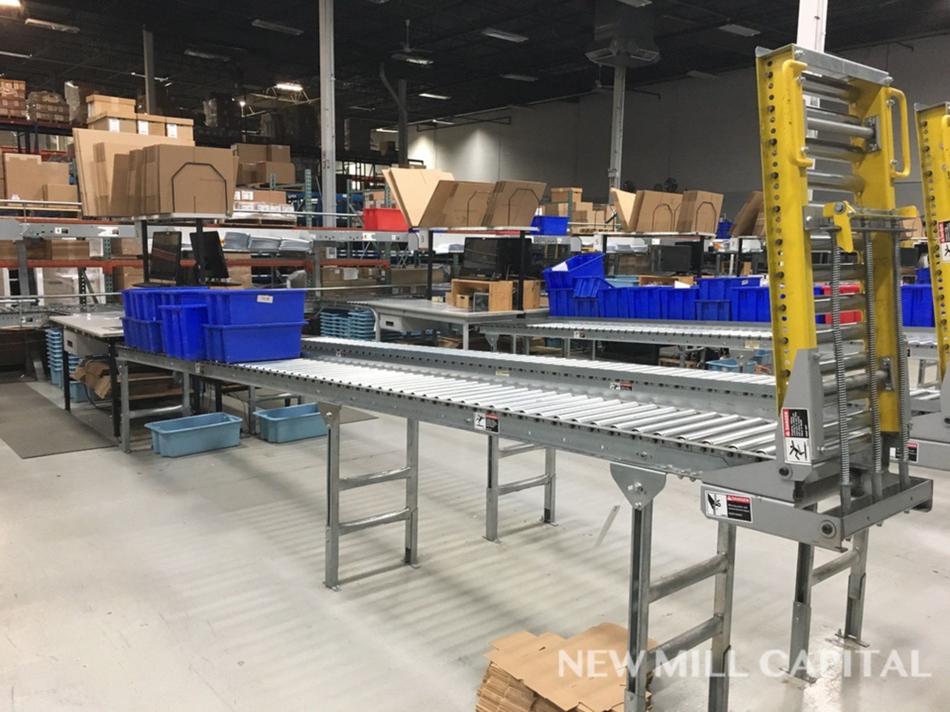 Spring Assisted Roller Conveyor &amp; Gate, Approx 20ft OA Length, 15in Wide Rol | Rig Fee: $150