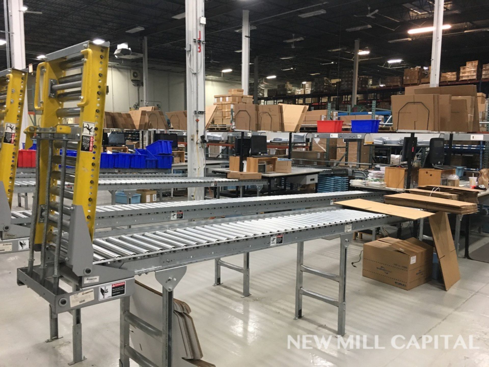 Spring Assisted Roller Conveyor &amp; Gate, Approx 20ft OA Length, 15in Wide Rol | Rig Fee: $150