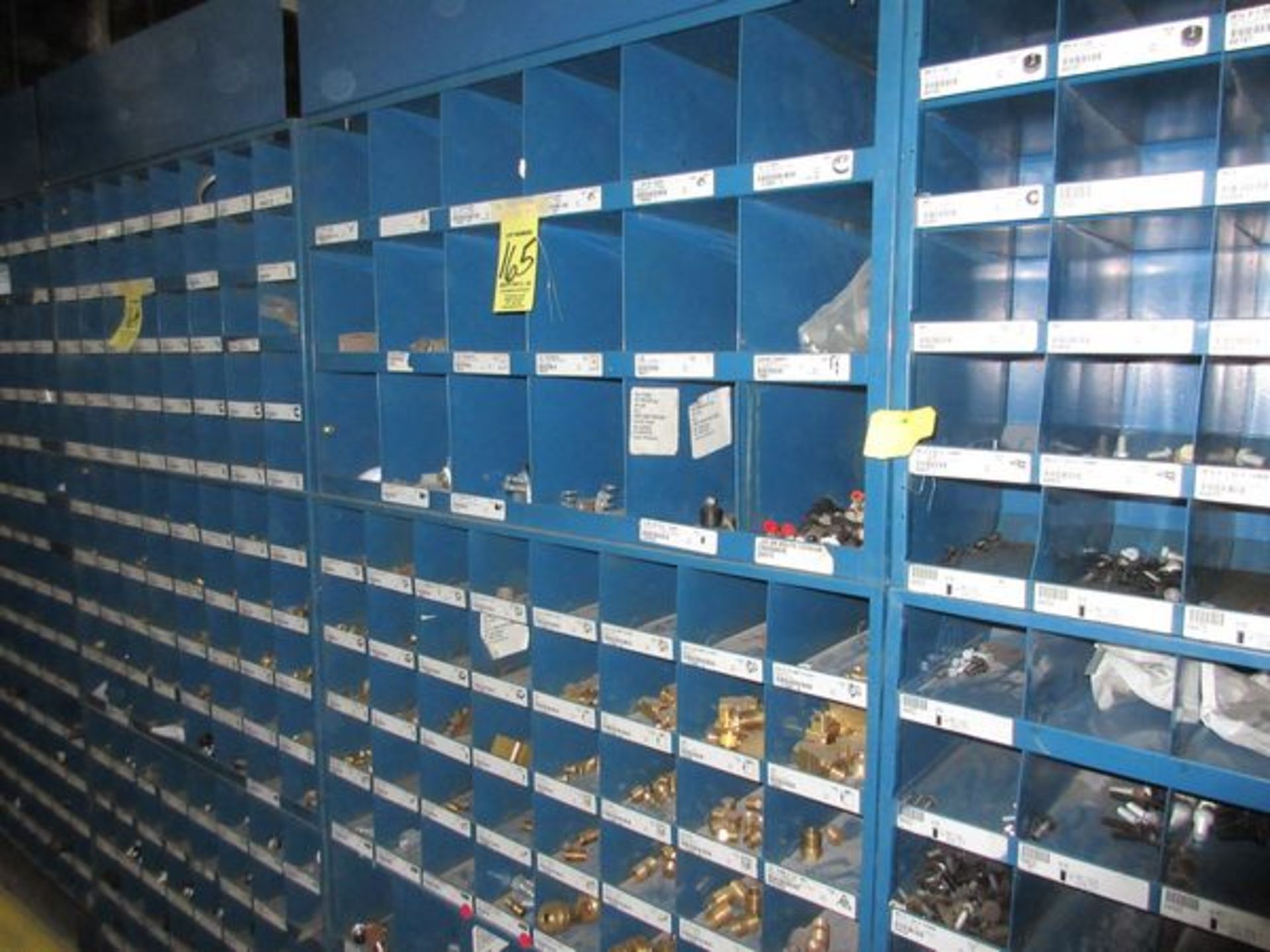 LOT (1) 18-Pocket, (1) 80-Pocket Hardware Cabinets w/ Coupling, Clamps, Elbows, Etc | Rig Fee: $50