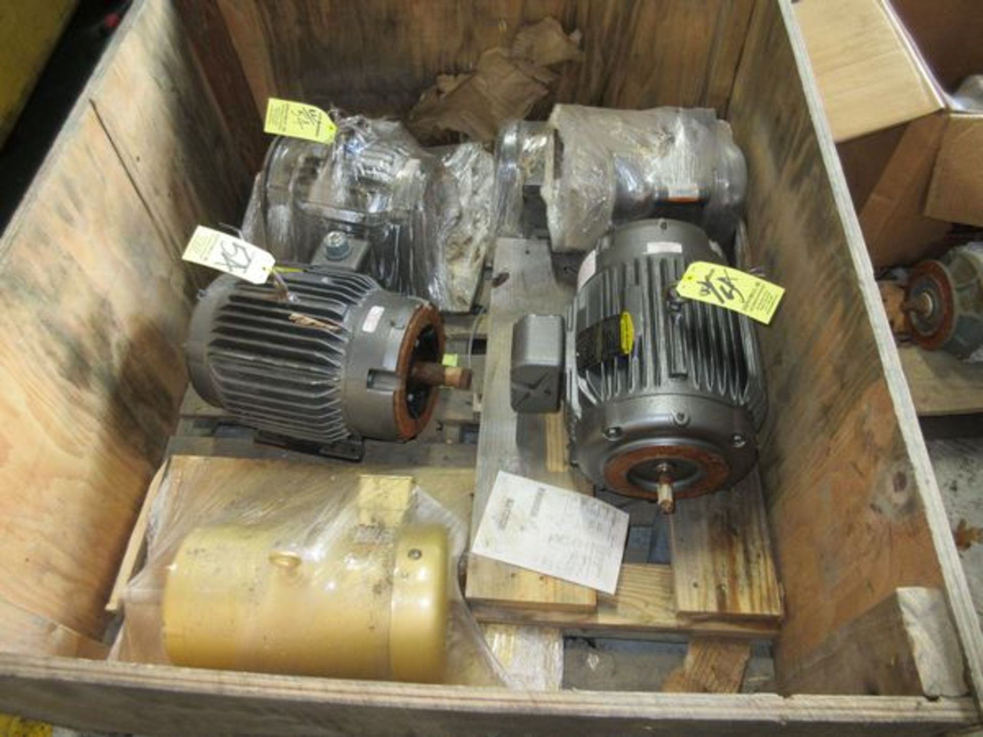 LOT Baldor 2HP Motor, (3) Baldor 5HP Motors, Baldor 1/3HP Motor in Crate | Rig Fee: $25