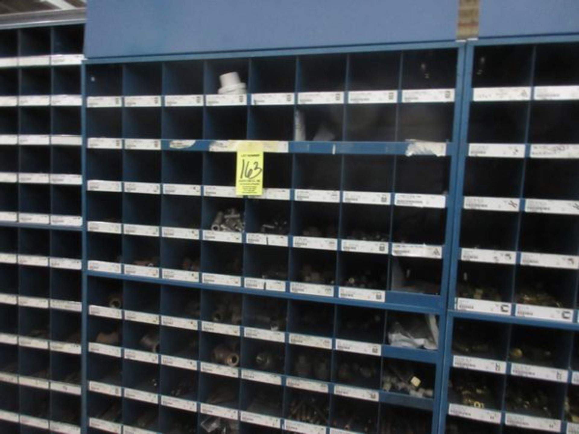 LOT (1) 40-Pocket, (1) 80-Pocket Hardware Cabinets w/ Elbows & Couplings, Etc. | Rig Fee: $50