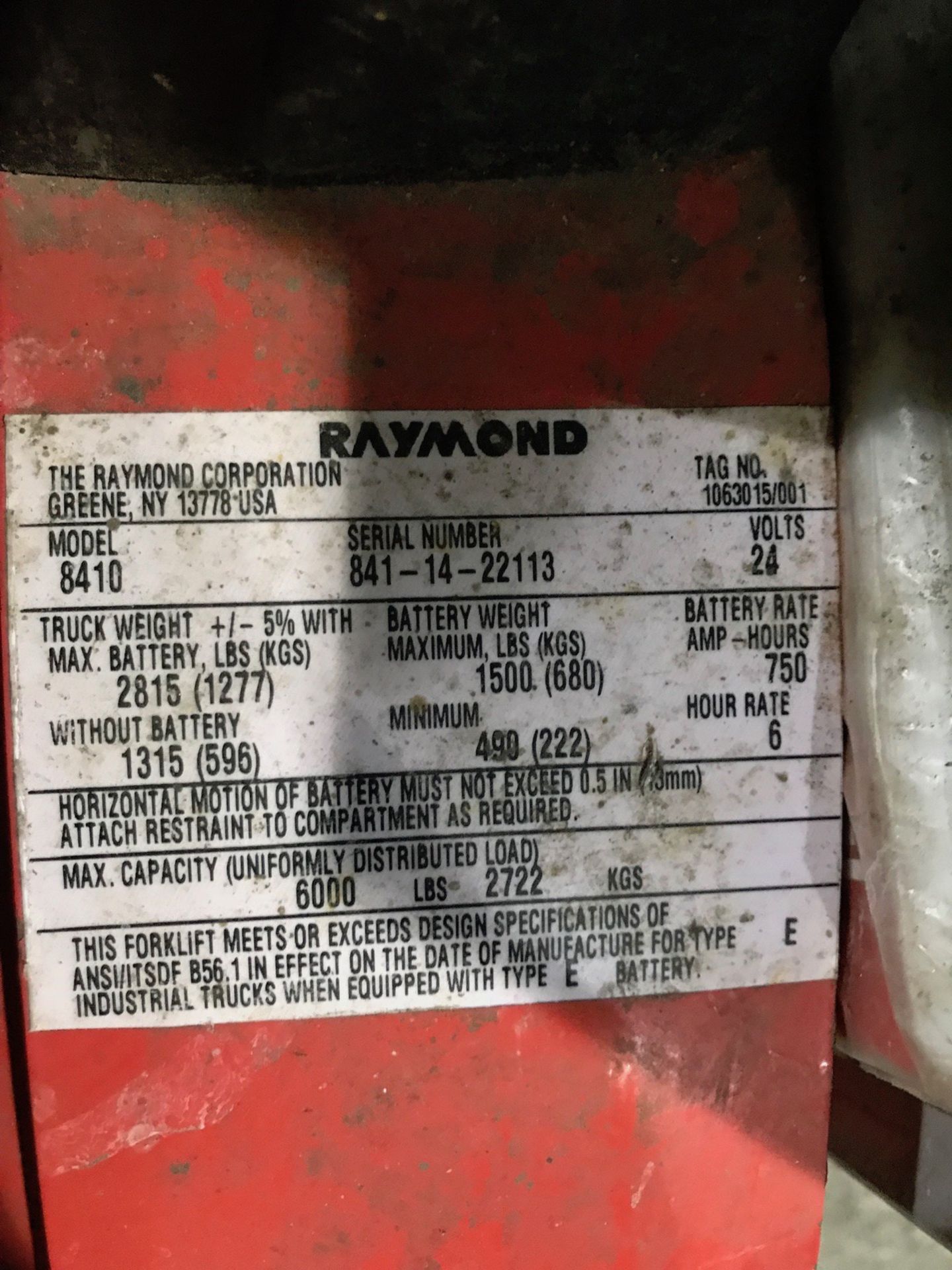 Raymond Model 8420 6,000 Pound Electric Pallet Jack | Rig Fee: $50 - Image 2 of 2