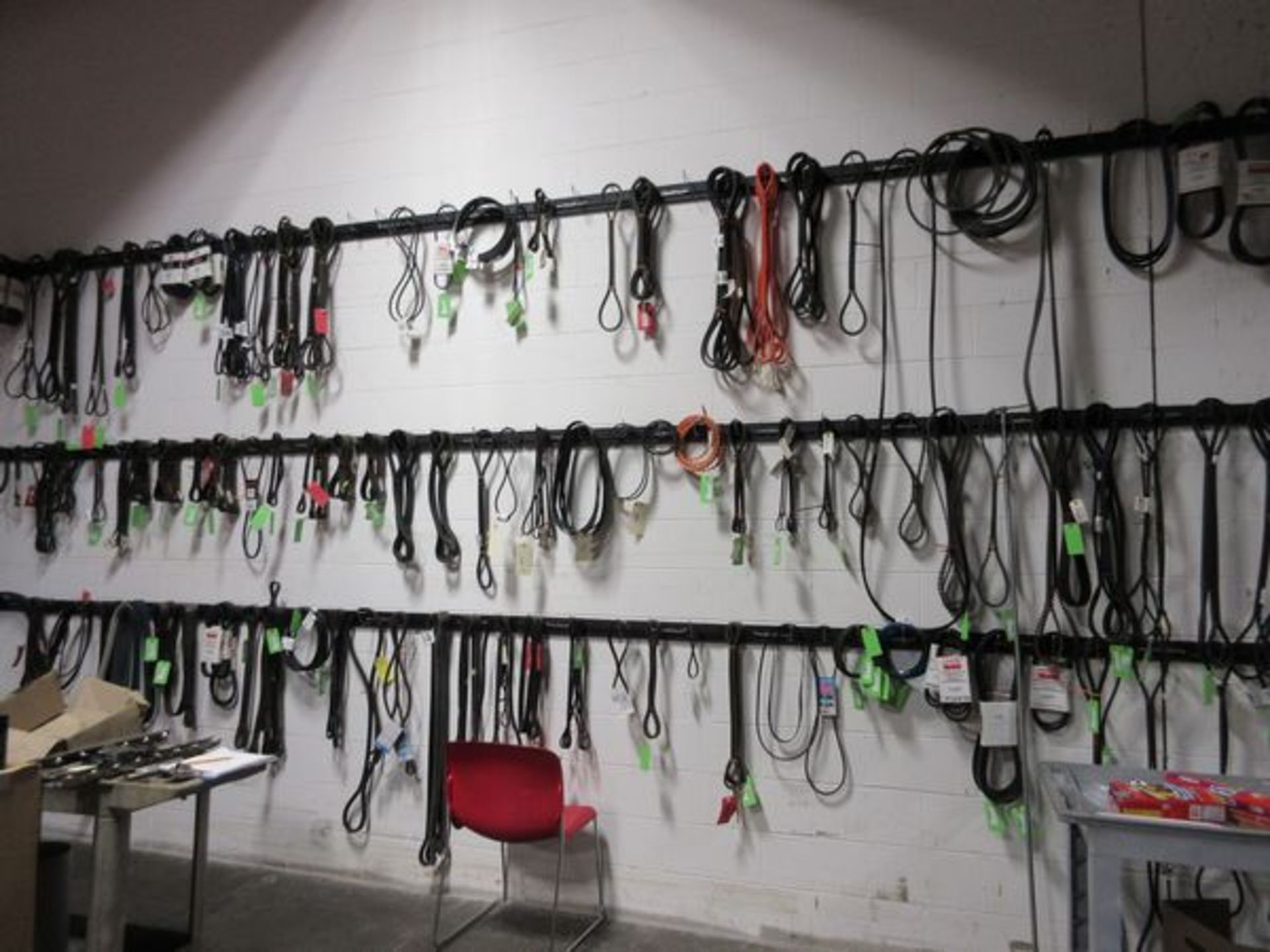 Asst. Machine Belts on Wall | Rig Fee: $50