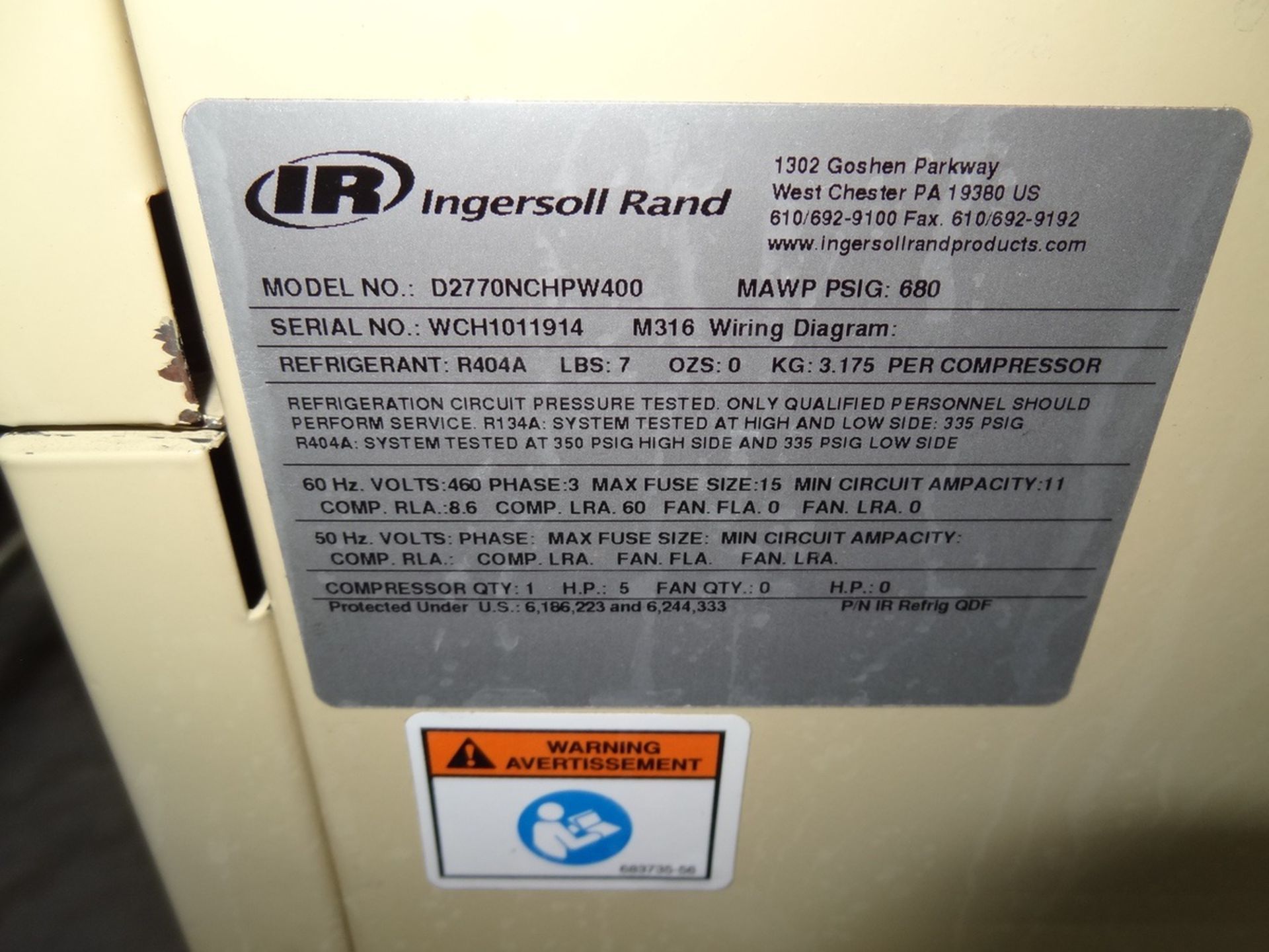 Ingersoll Rand High Pressure Air Dryer, Model D2770NCHPW400 | Rig Fee: $250 - Image 2 of 2
