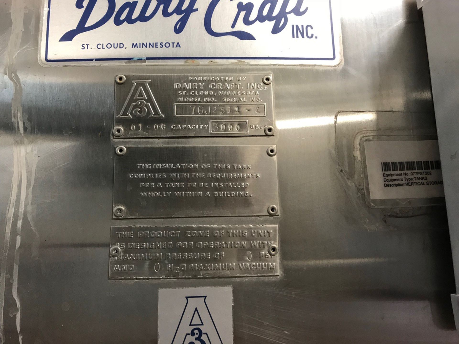 Dairy Craft 3,000 Gallon Processor, Dimple Jacketed, Horizontal Agitatio | Loc: LKY | Rig Fee: $2500 - Image 2 of 6