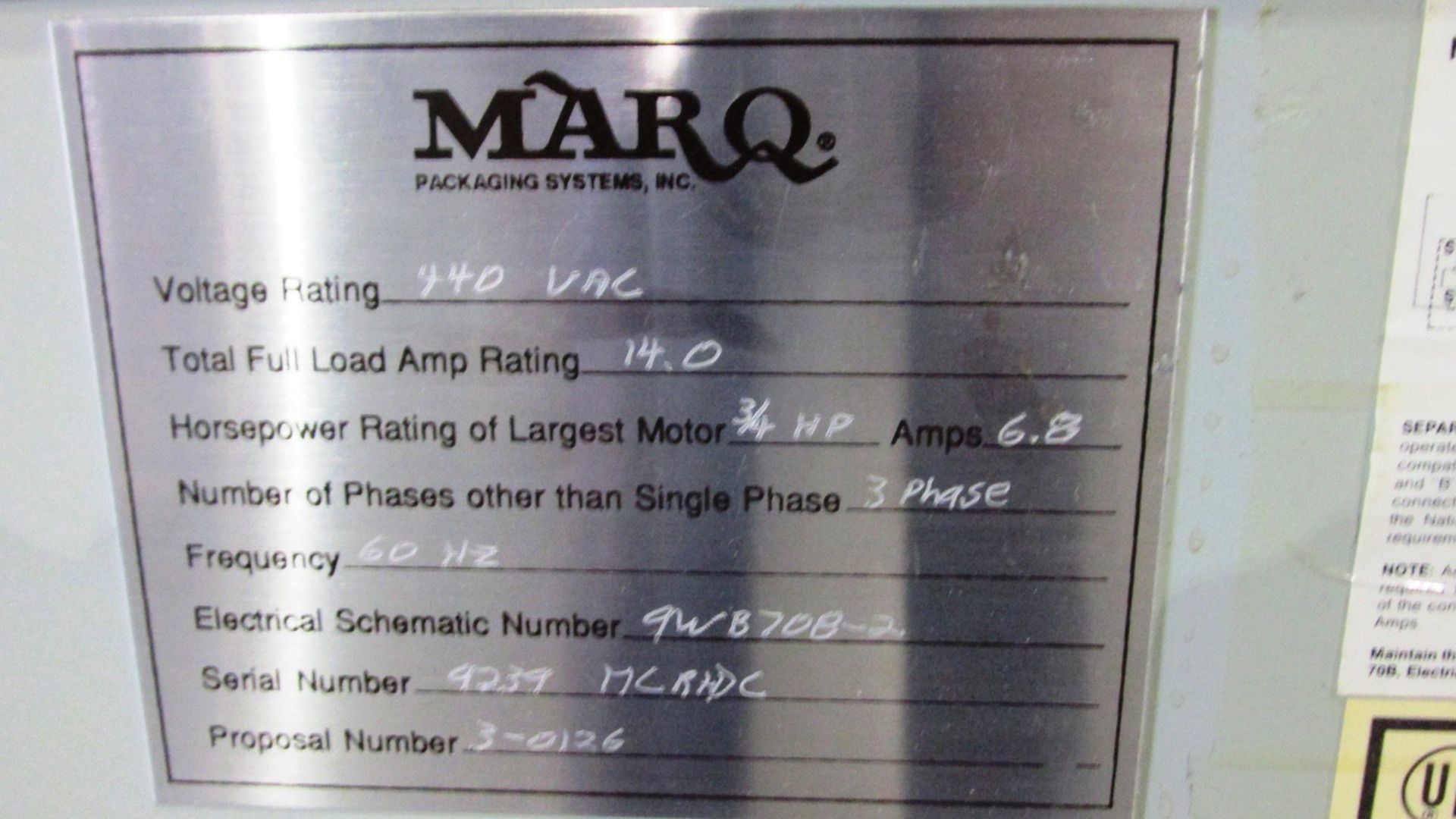 Marq Model HPE-M-RH C Case Erector, S/N: 9239 - Image 3 of 3