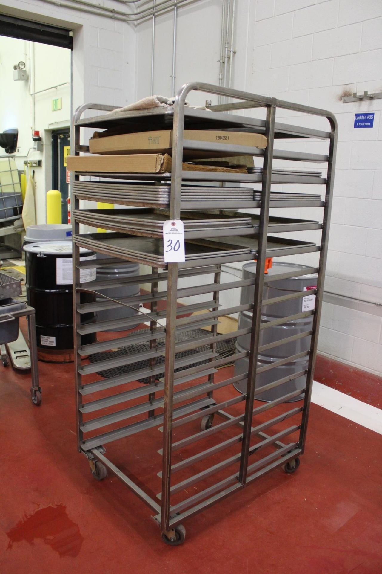 Stainless Steel Roll-In Baking Rack, 26" Wide X 36" Deep, 3 3/4" Tier Height, 16 Sh | Rig Fee: $25