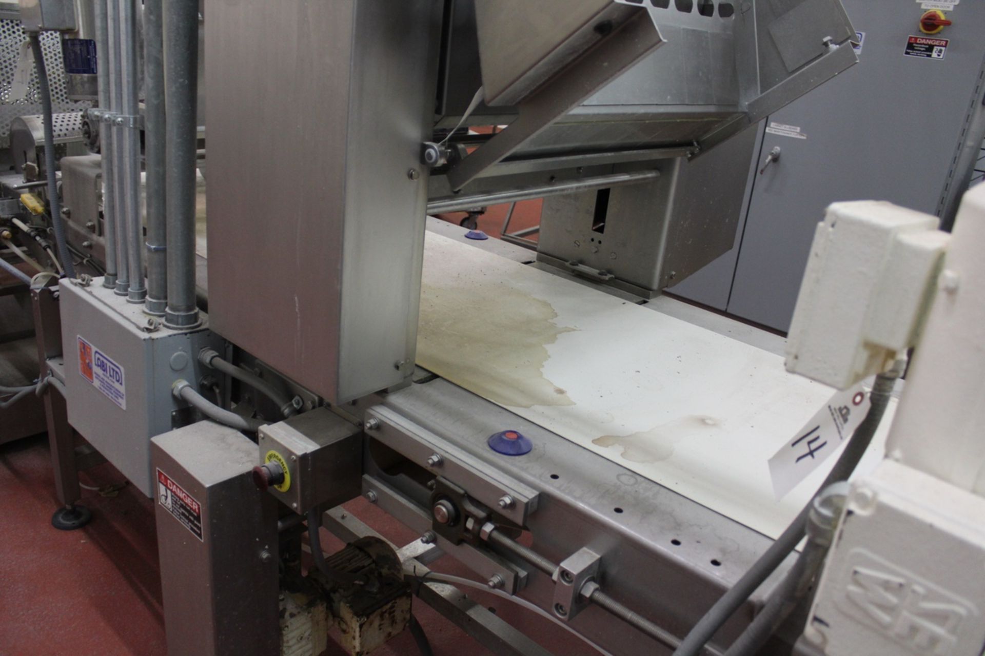 ABI Guillotine Cutter Conveyor, 23" X 8' Sanitary Belt Conveyor, W/ (2) Scone Cutti | Rig Fee: $400 - Image 2 of 9