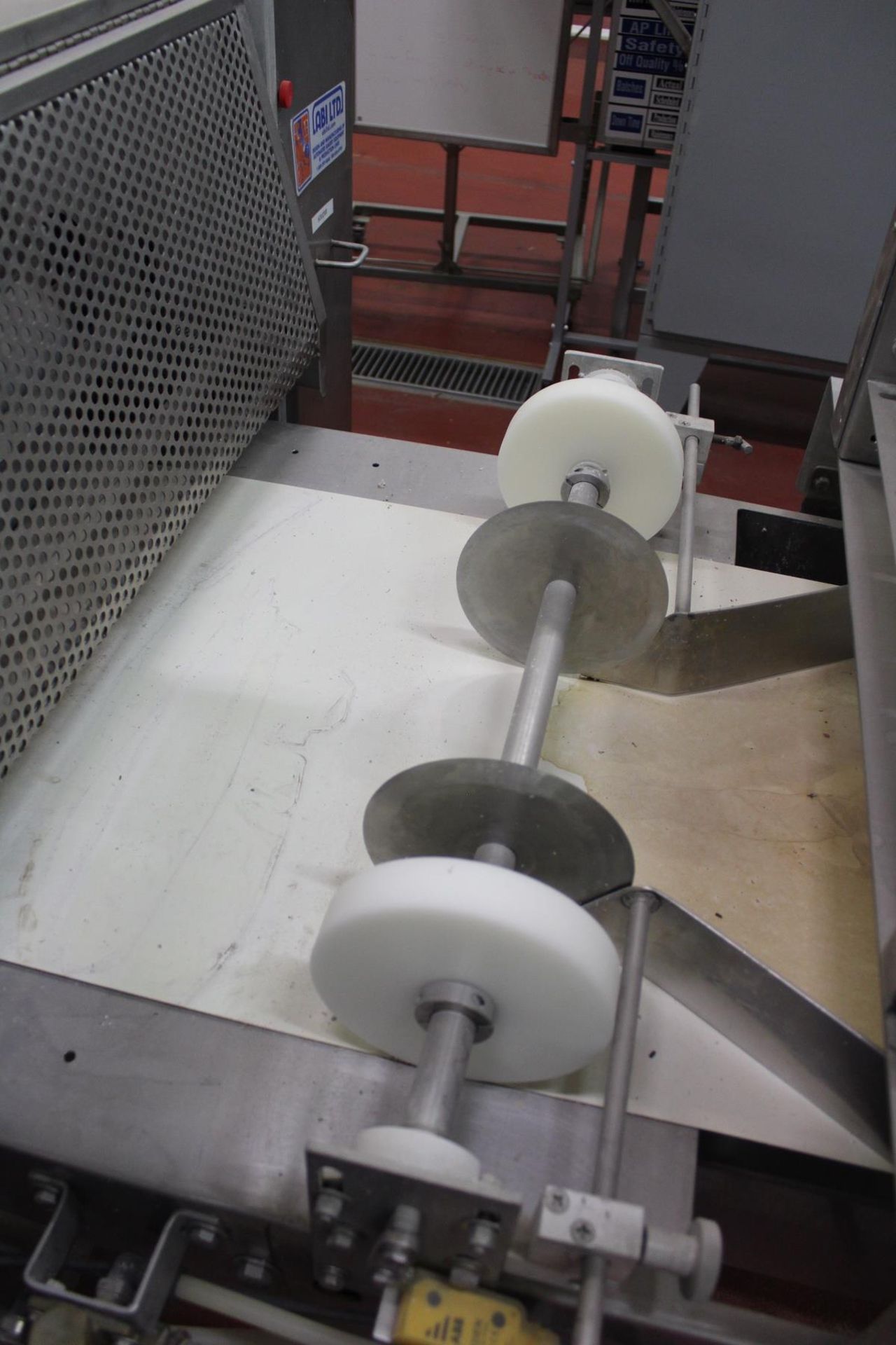 ABI Guillotine Cutter Conveyor, 23" X 8' Sanitary Belt Conveyor, W/ (2) Scone Cutti | Rig Fee: $400 - Image 3 of 9