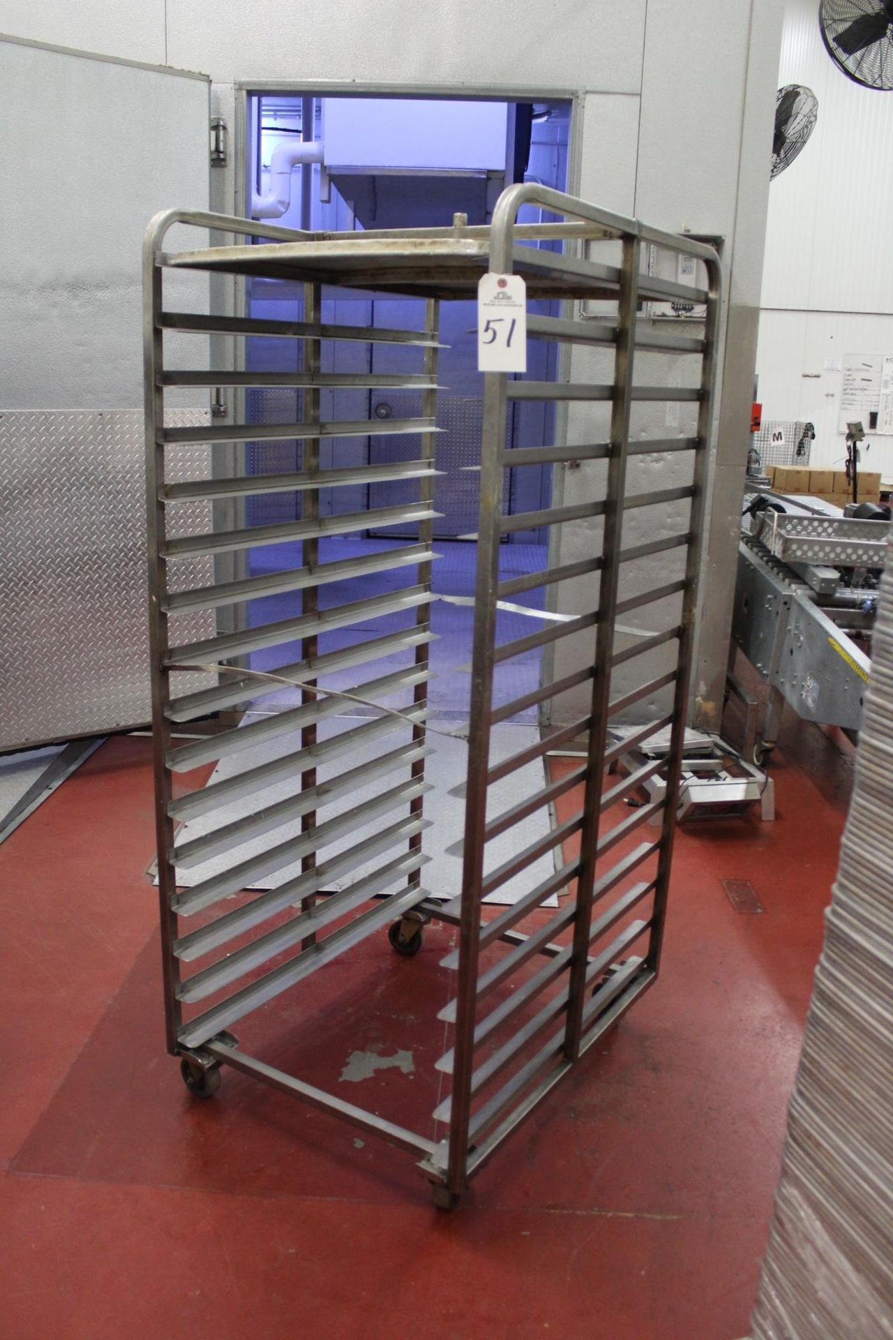 Stainless Steel Roll-In Baking Rack, 26" Wide X 36" Deep, 3 3/4" Tier Height, 16 Sh | Rig Fee: $25