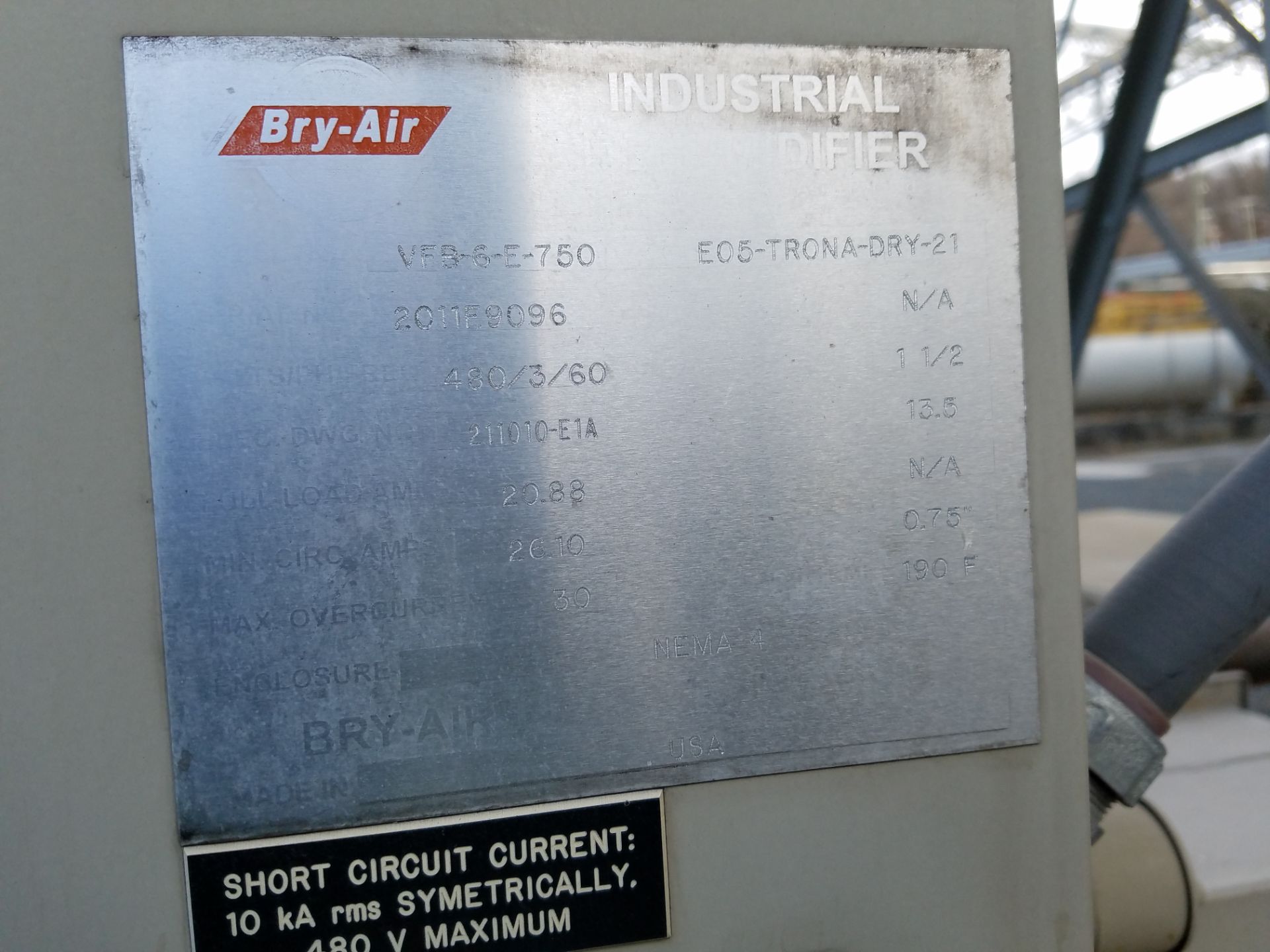 Bry-Air Industrial Dehumidifier, M# VFB-6-E-750 | Rig Fee: $250 - Image 2 of 2