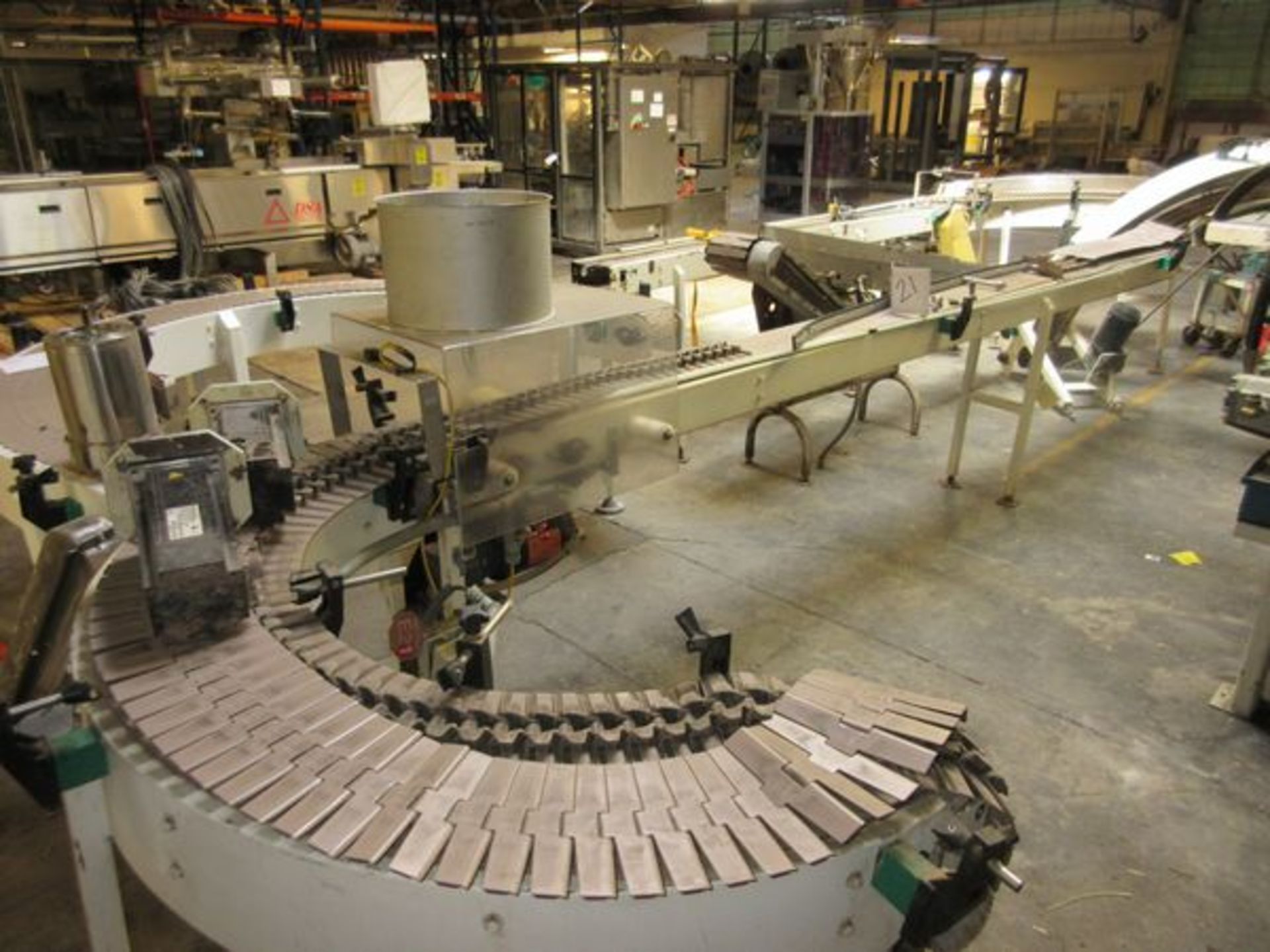 LOT Asst. Curved & Straight Powered Cleat Conveyors in Area, Approx. (11) Pcs. Tot | Rig Fee: $150