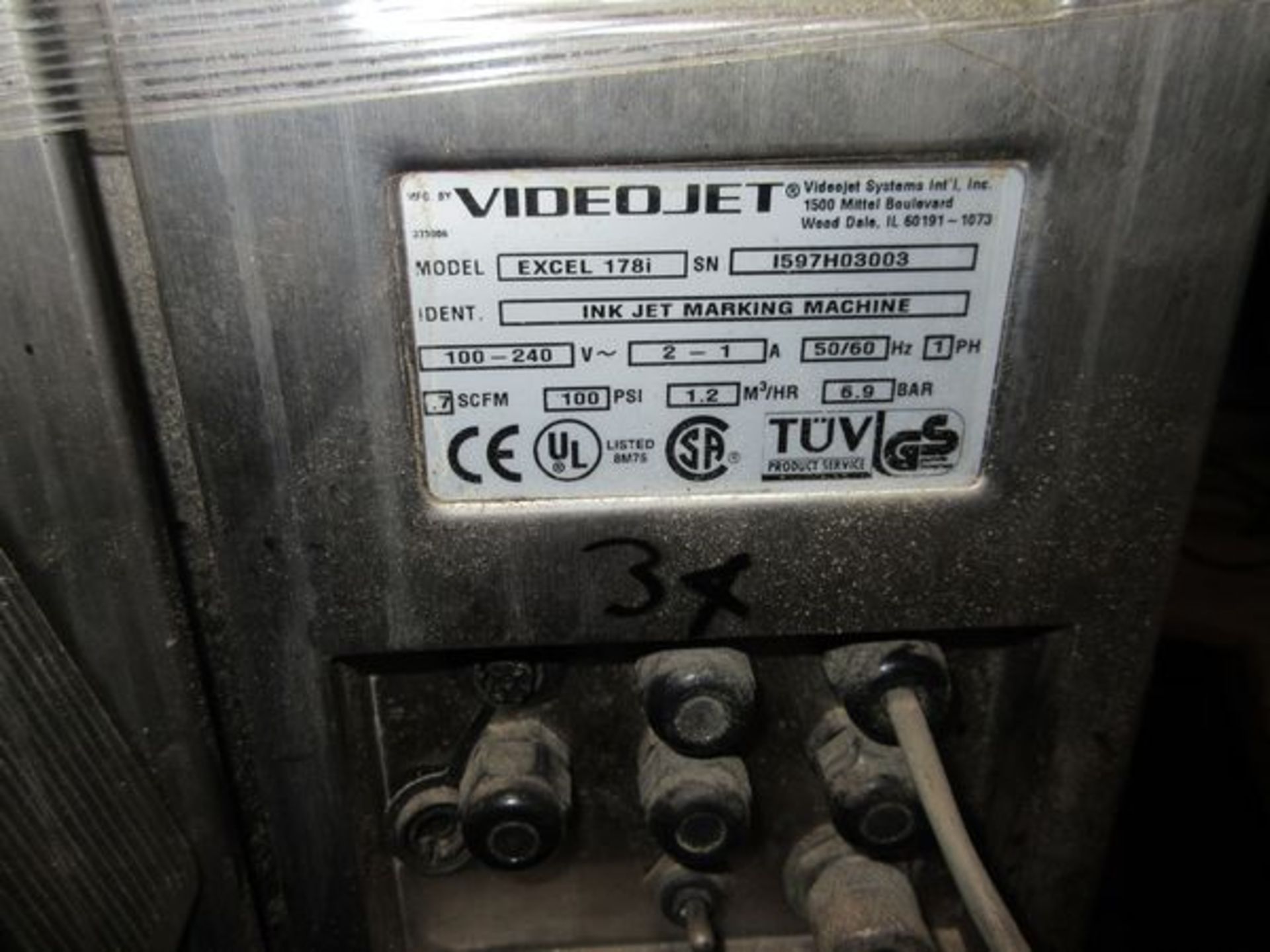 Videojet Excel 178I Port. Ink Jet Marking Machine, 1 Phase | Rig Fee: $10 - Image 3 of 3