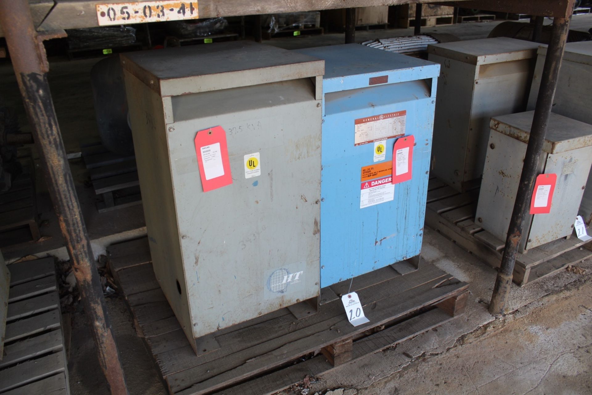 1 ea 37.5 KVA 1 Ph Transfomer 480 Prim/120/240 Sec, 1 ea 37.5 KVA 3 Ph Transfomer | Load Fee: $5