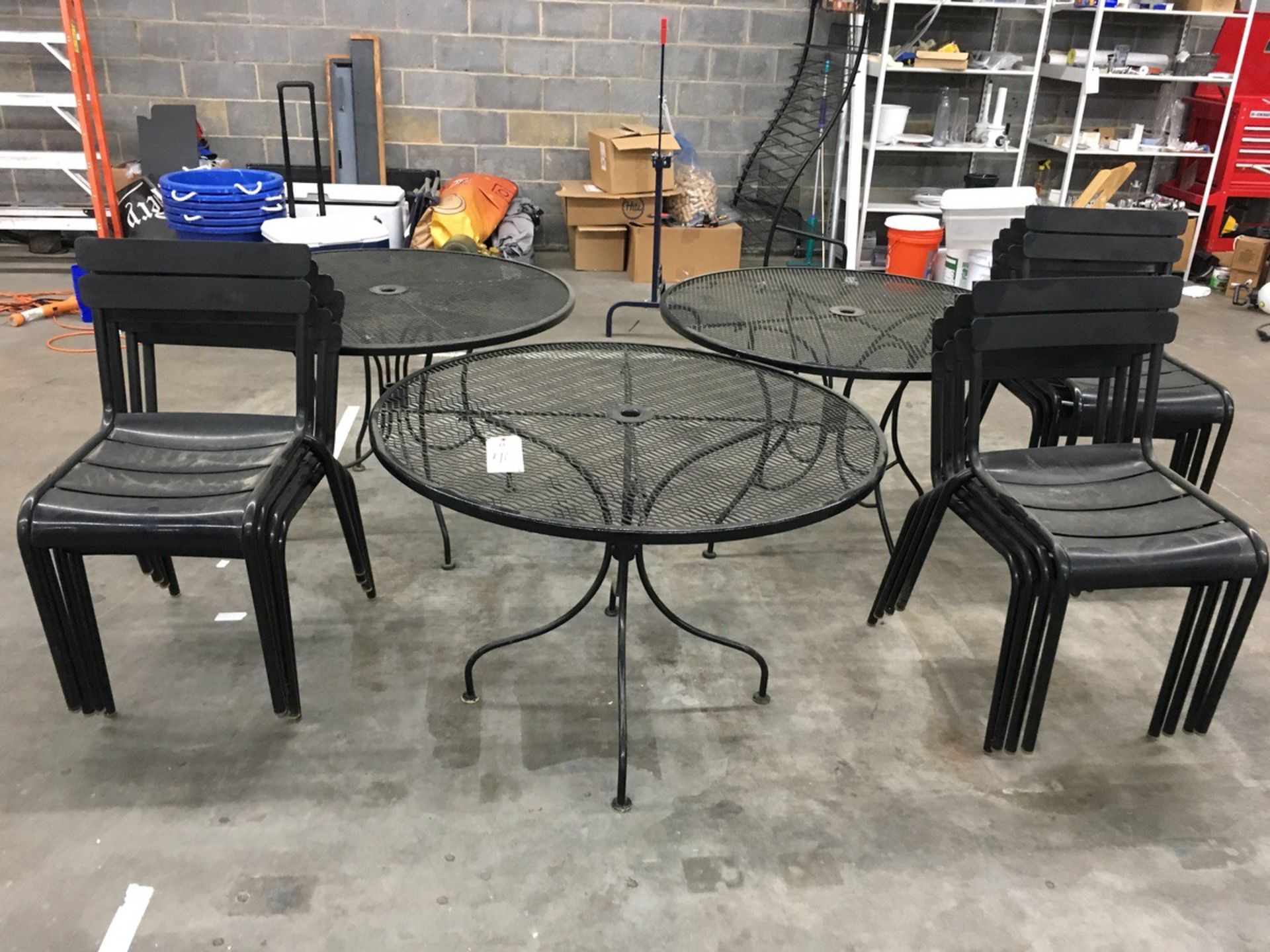 (3) Patio Tables and (12) Patio Chairs | Rig Fee: $25 or may hand carry