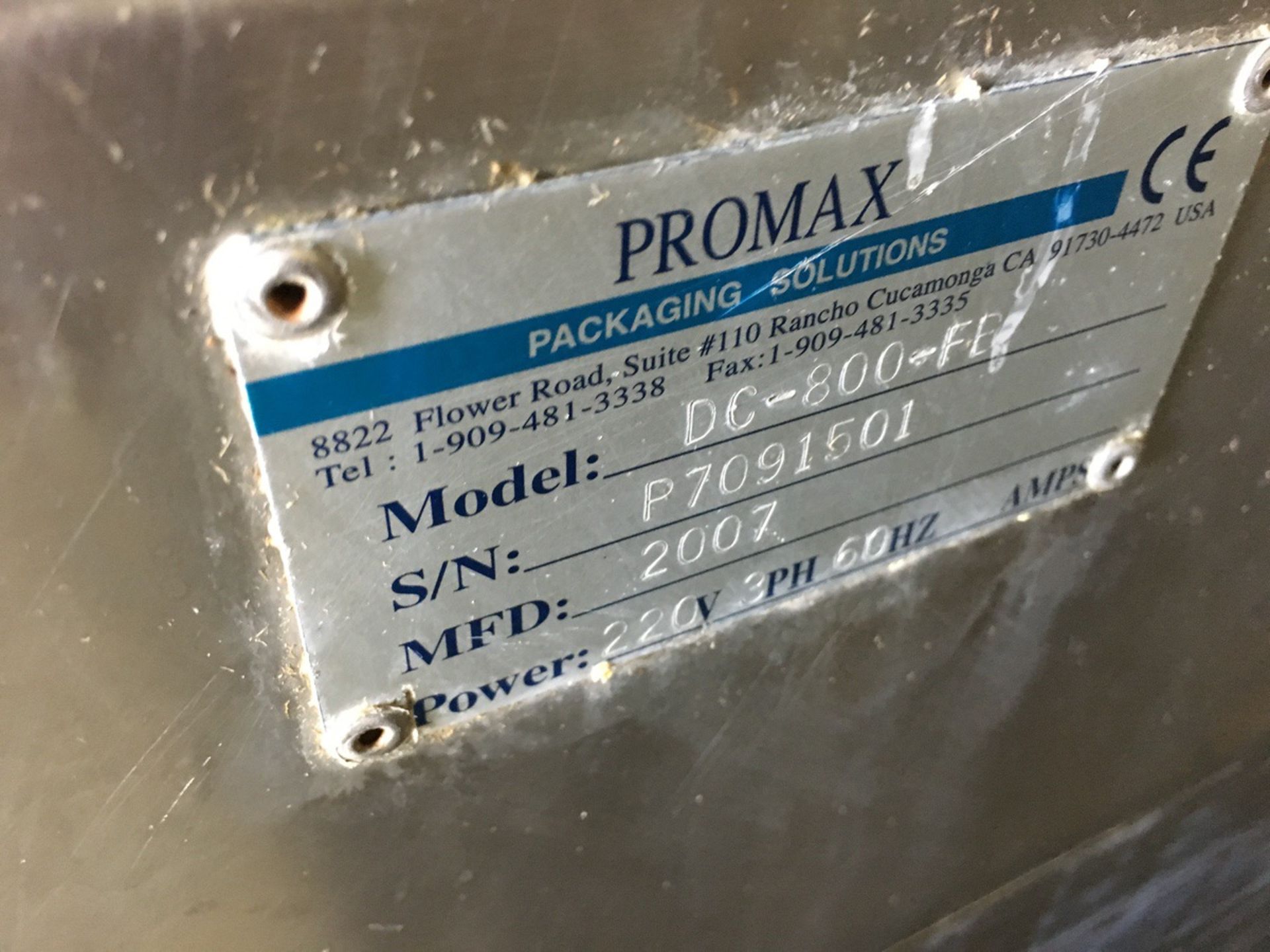 2007 Promax Promarks Model DC-800-FE Vacuum Packager, 220V, 3ph, 60Hz, S/N: P709150 | Rig Fee: $100 - Image 5 of 6