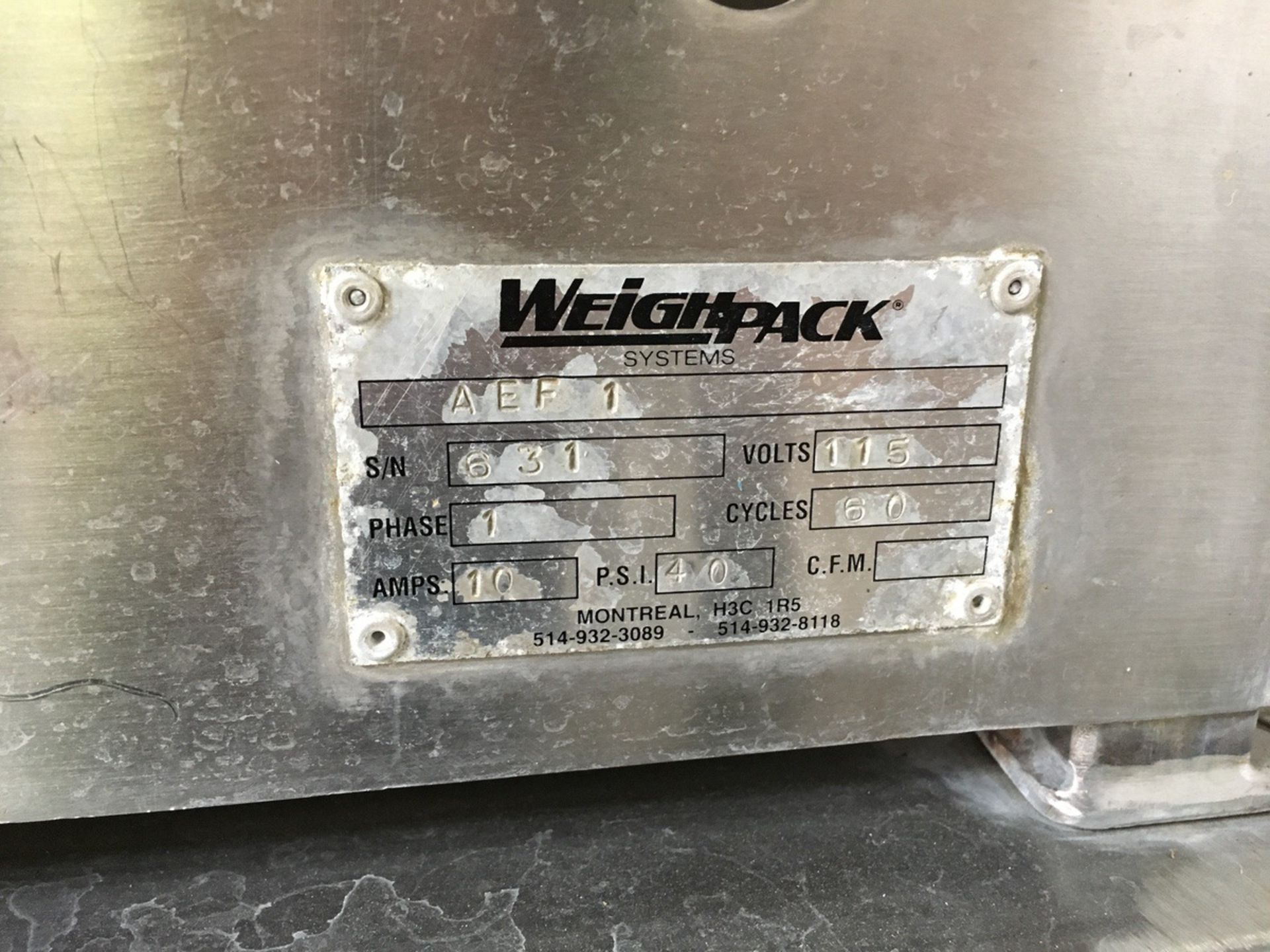 Weigh Pack Model AEF-1 Linear Bucket Scale, 115V, 1ph, 60Hz, S/N: 631 | Rig Fee: $150 - Image 4 of 6