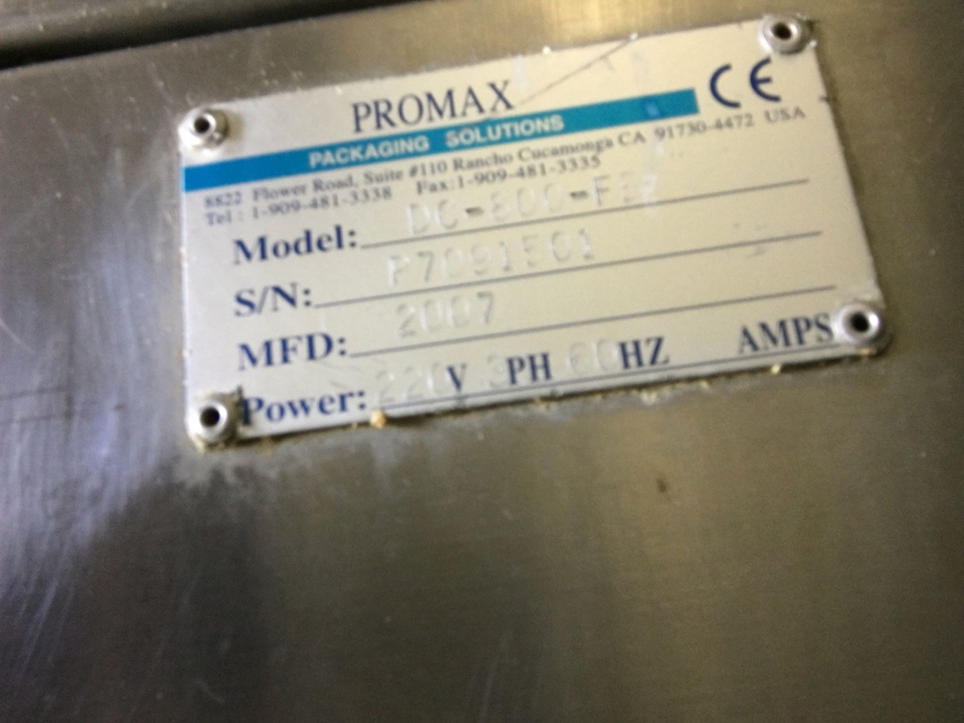 2007 Promax Promarks Model DC-800-FE Vacuum Packager, 220V, 3ph, 60Hz, S/N: P709150 | Rig Fee: $100 - Image 4 of 6