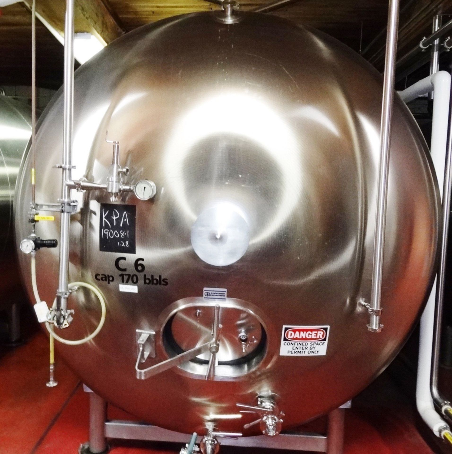 JV Northwest 170 Barrel/5,280 Gallon Horizontal Jacketed Brite Tanks, Stainless Ste | Rig Fee: $2250 - Image 2 of 3