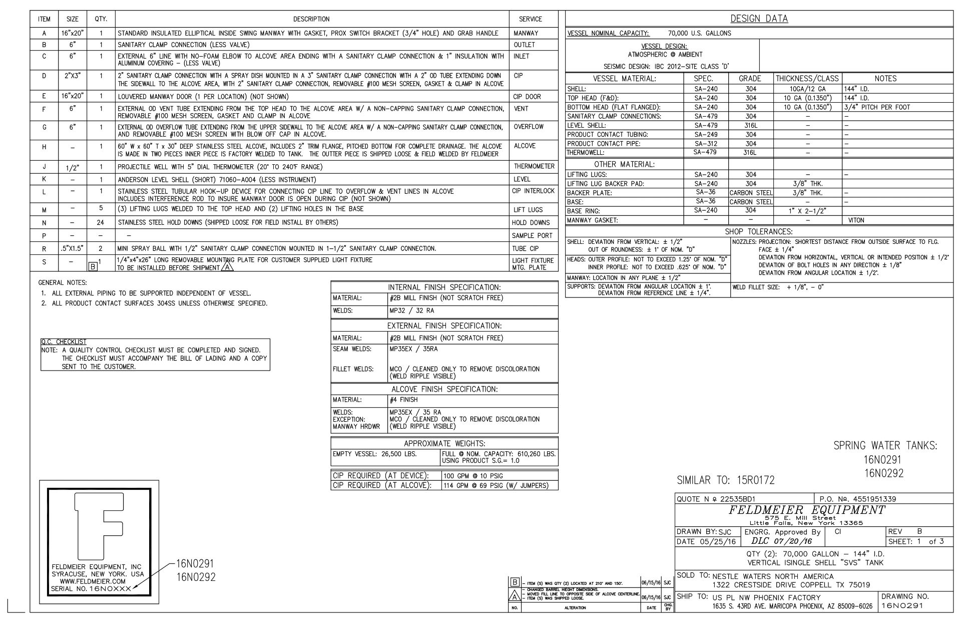 70,000 Gallon Feldmeier All Stainless Steel Vertical Single Wall Storag | Seller To Load - No Charge - Image 3 of 4