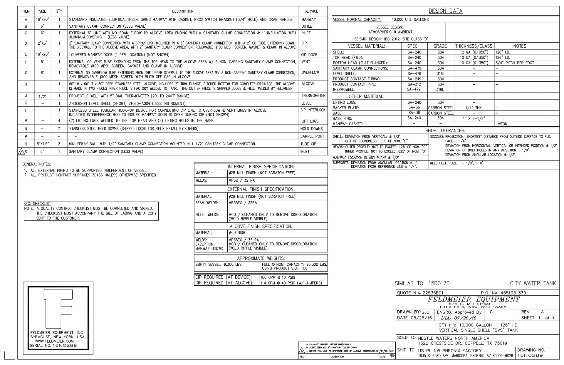 10,000 Gallon Feldmeier All Stainless Steel Vertical Single Wall Storag | Seller To Load - No Charge - Image 2 of 4