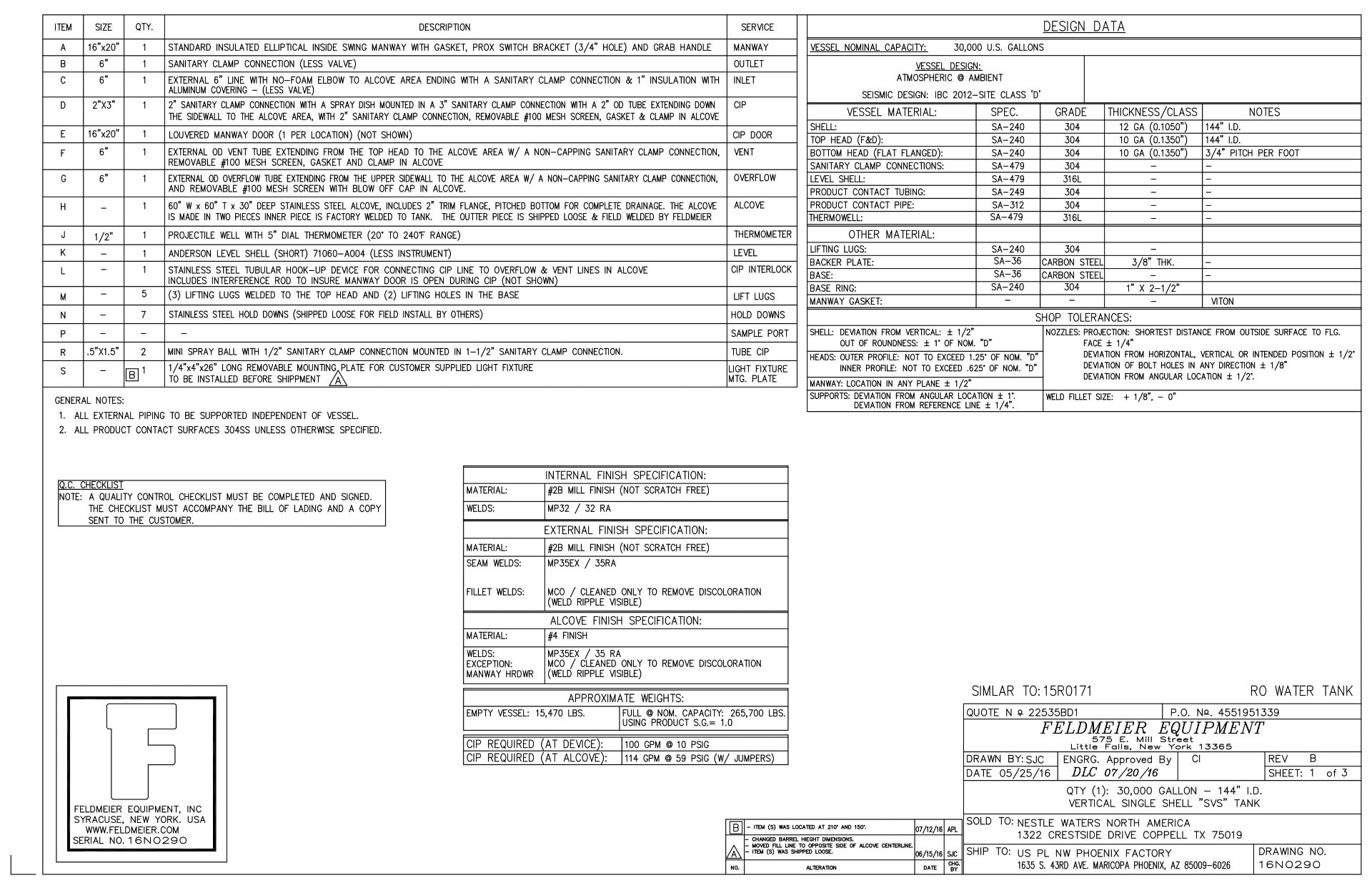 30,000 Gallon Feldmeier All Stainless Steel Vertical Single Wall Storag | Seller To Load - No Charge - Image 2 of 4