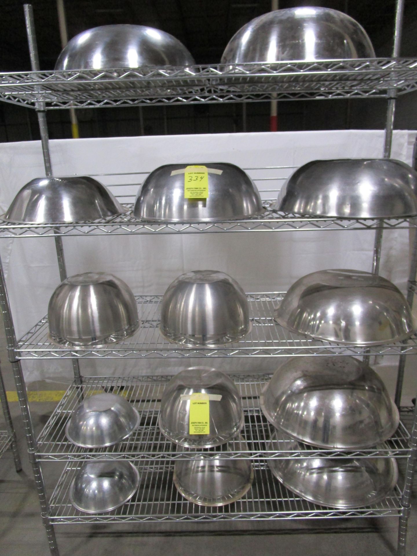 Lot Approx. 14 SS Bowls, Chrome Wire Rack | Located in Milford MA | Rig Fee: $10