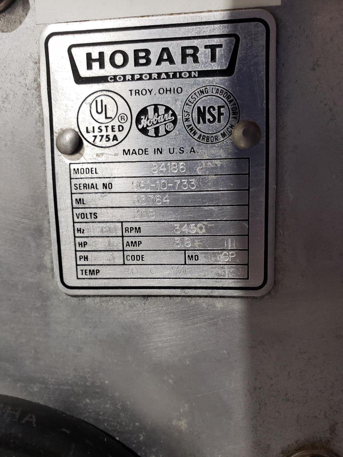 Hobart Chopper / Processor, M# 84186, S/N 561-10-733 | Rig Fee: $25 - Image 2 of 2