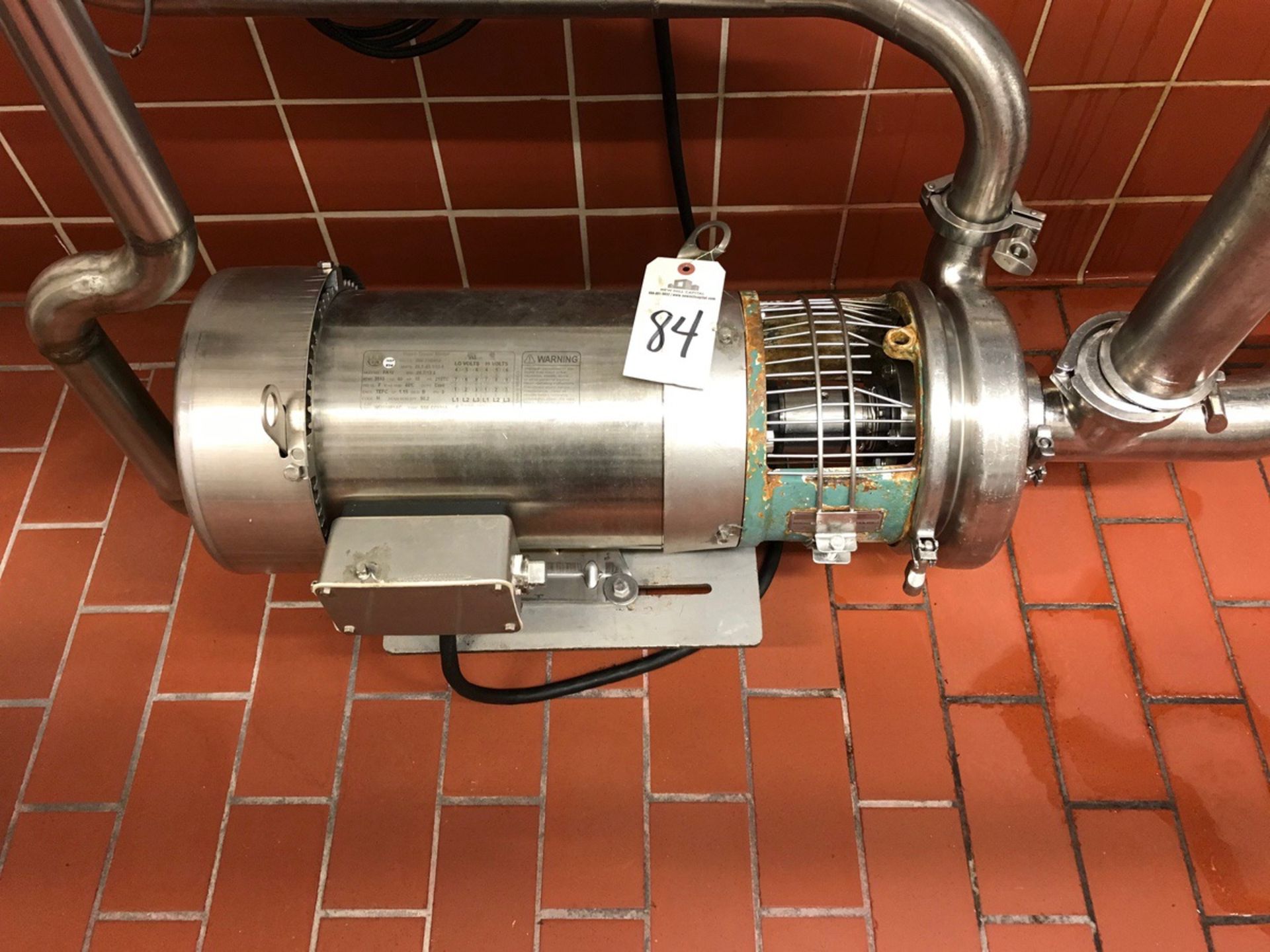 Triclover Stainless Steel Centrifugal Pump, Stainless Steel Motor, 10 HP, 3in inl | Rig Fee: $75