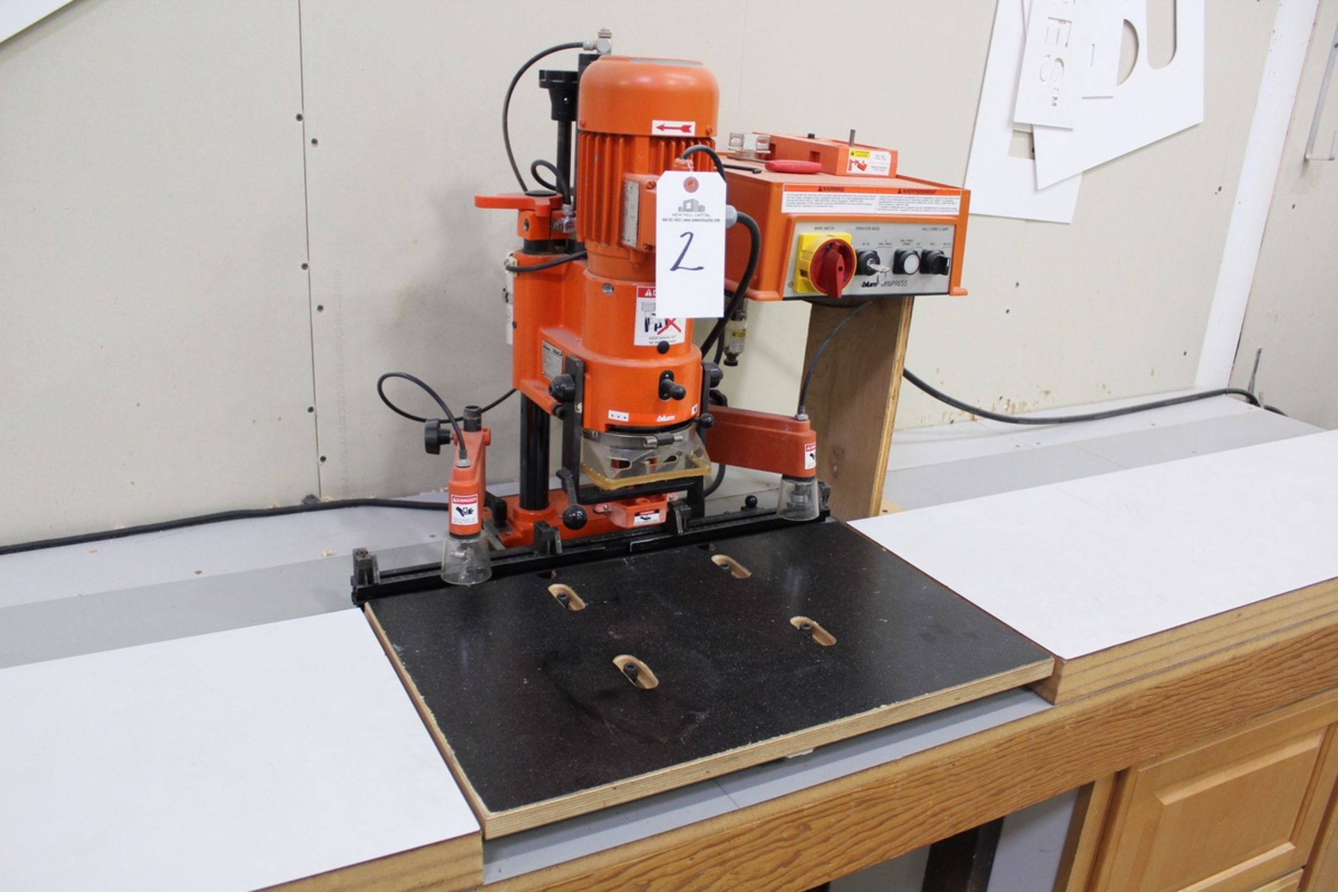 Blum Minipress Hinge Boring & Insertion Machine, M# M51N1053, S/N CF5404, W/ Bench | Rig Fee: $35