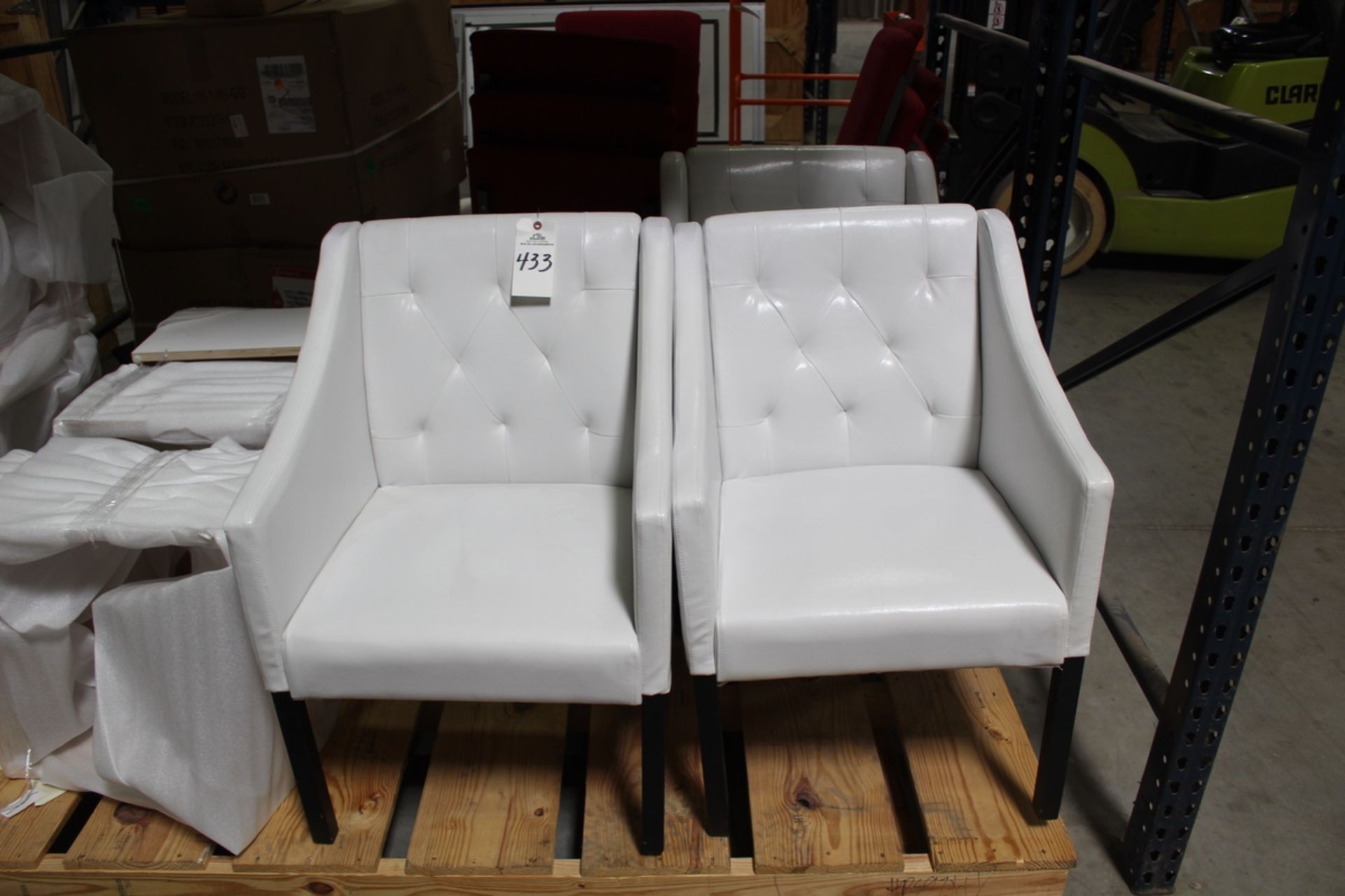 Lot of (3) White Leather Executive Side Chairs | Rig Fee: Hand Carry or Contact Rigger