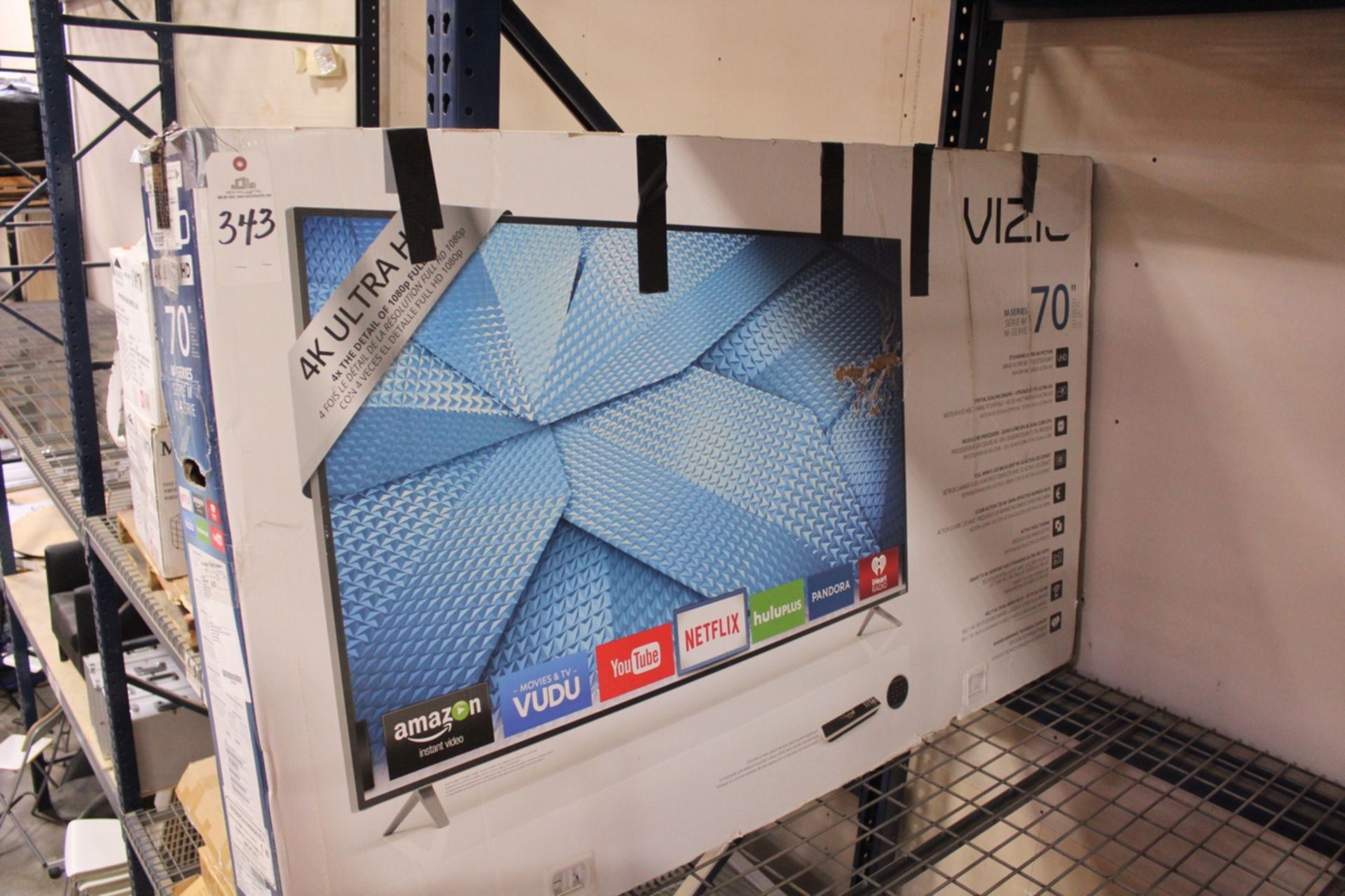 Vizio 70" Flat Screen TV | Rig Fee: Hand Carry or Contact Rigger