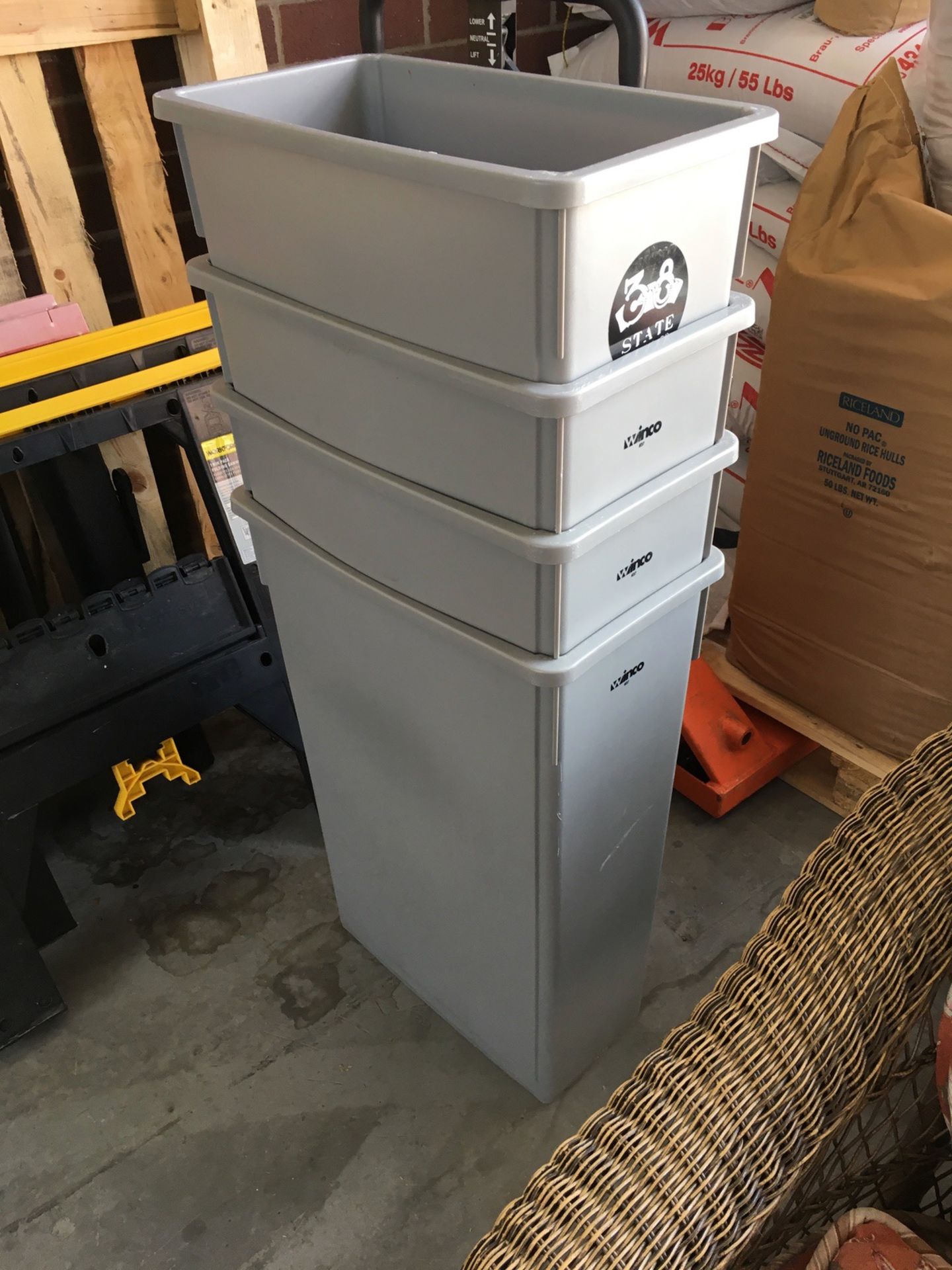 Shelving Units and Contents, (4) Saw Horses, (4) Trash Containers | Rig Fee: $25 - Image 5 of 5