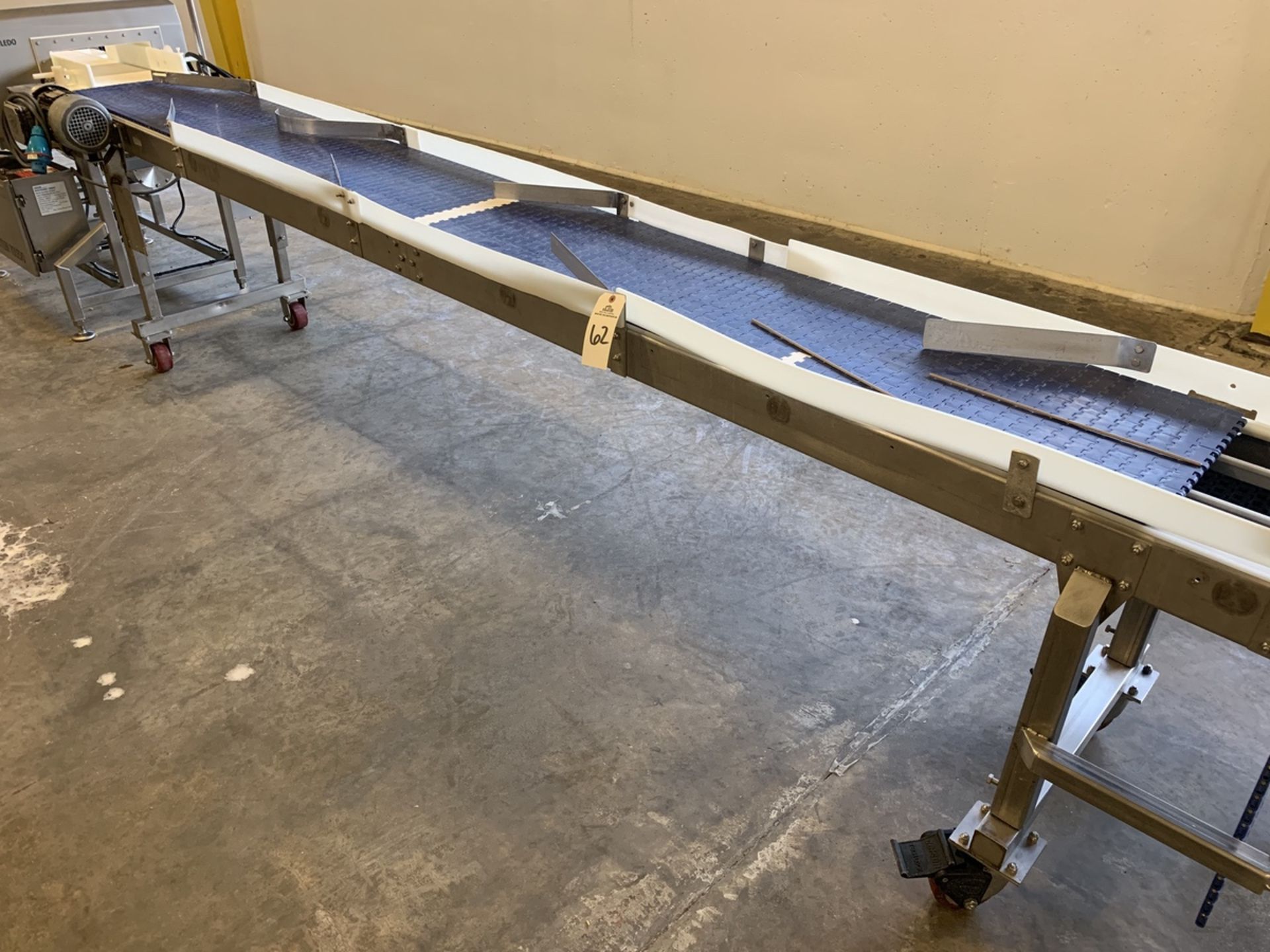 Stainless Steel Frame Portable Delrin Conveyor, 16" Belt x 12' OAL | Rig Fee: 125