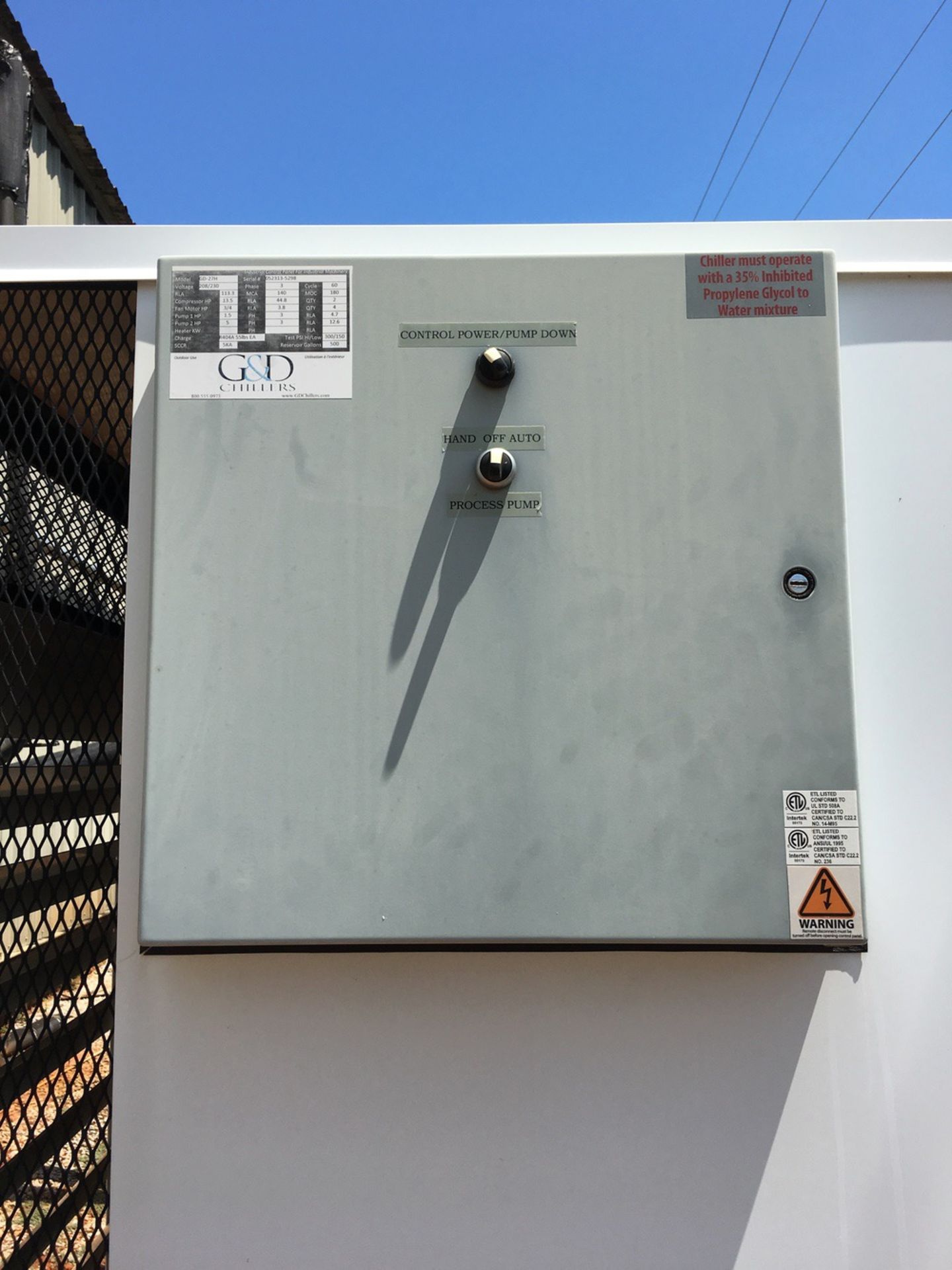 2013 G&D Chillers GD-27H Glycol Chiller, Two-Stage, 228,386 BTUH @) | Subj to Bulk | Rig Fee: $900 - Image 13 of 14