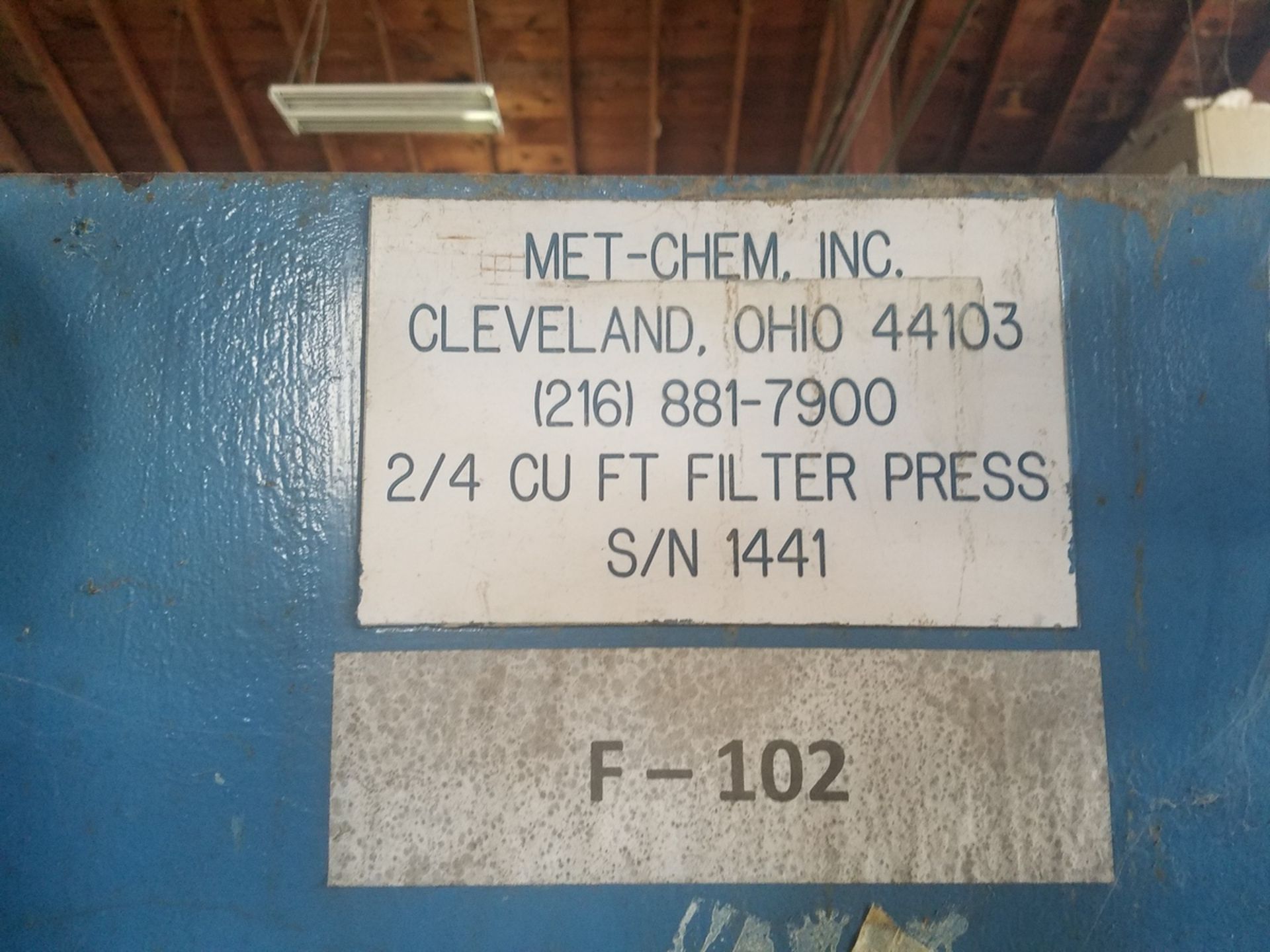 Met-Chem 2/4 Cu Ft Filter Press, S/N 1441 | Rig Fee: $400 - Image 2 of 3