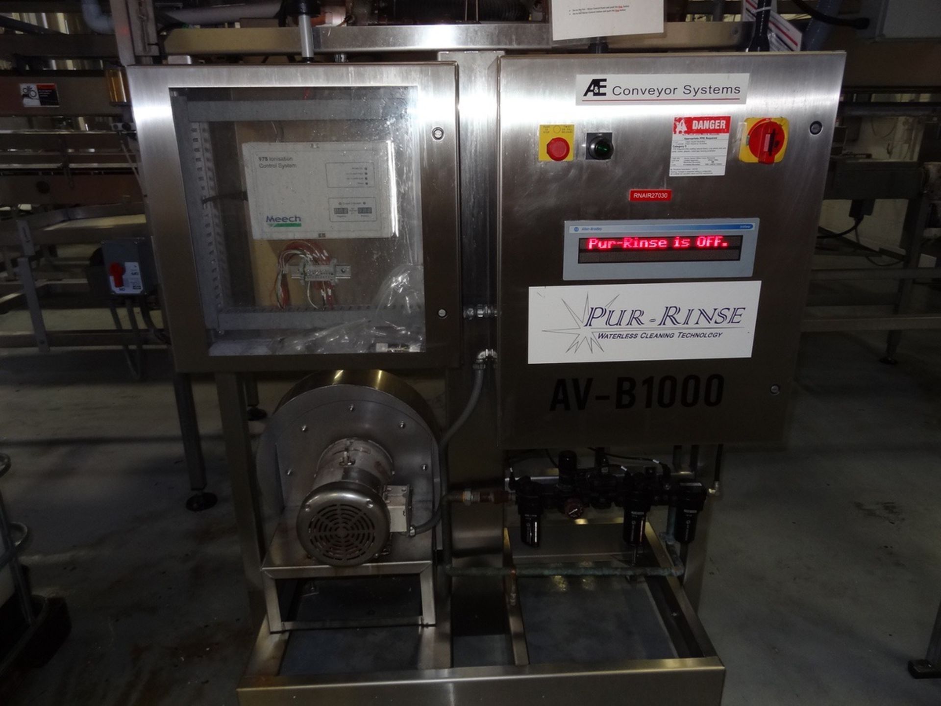 Simplimatic Sure Grip Lowerator Bottle Rinser, A&E Conveyor, Pur Rinse Io | Loc: IN | Rig Fee: $750 - Image 3 of 7