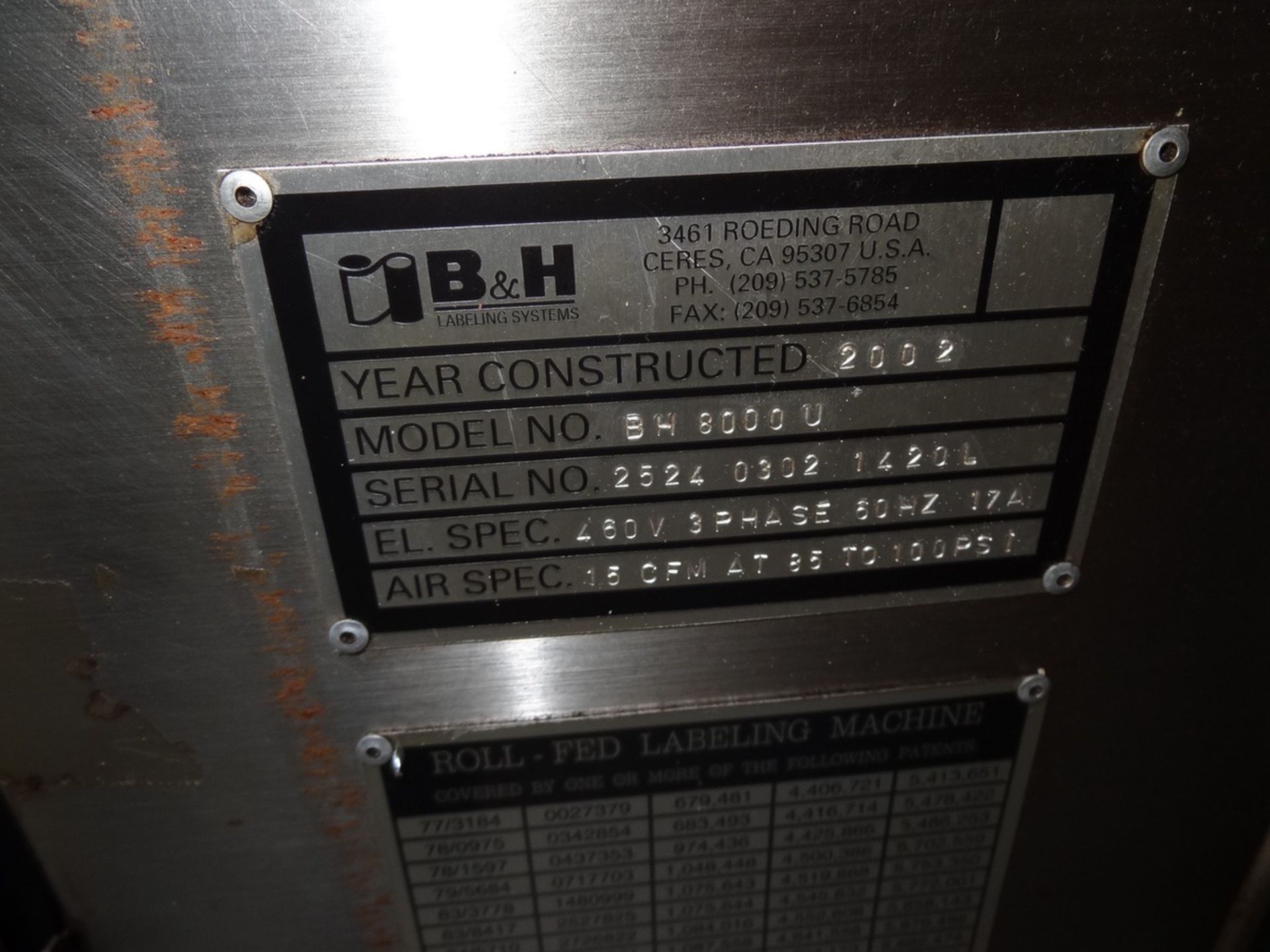 B&H Labeling Model BH8000U Roll Feed Labeler, Includes Nordson 3500 Hotme | Loc: IN | Rig Fee: $750 - Image 4 of 5