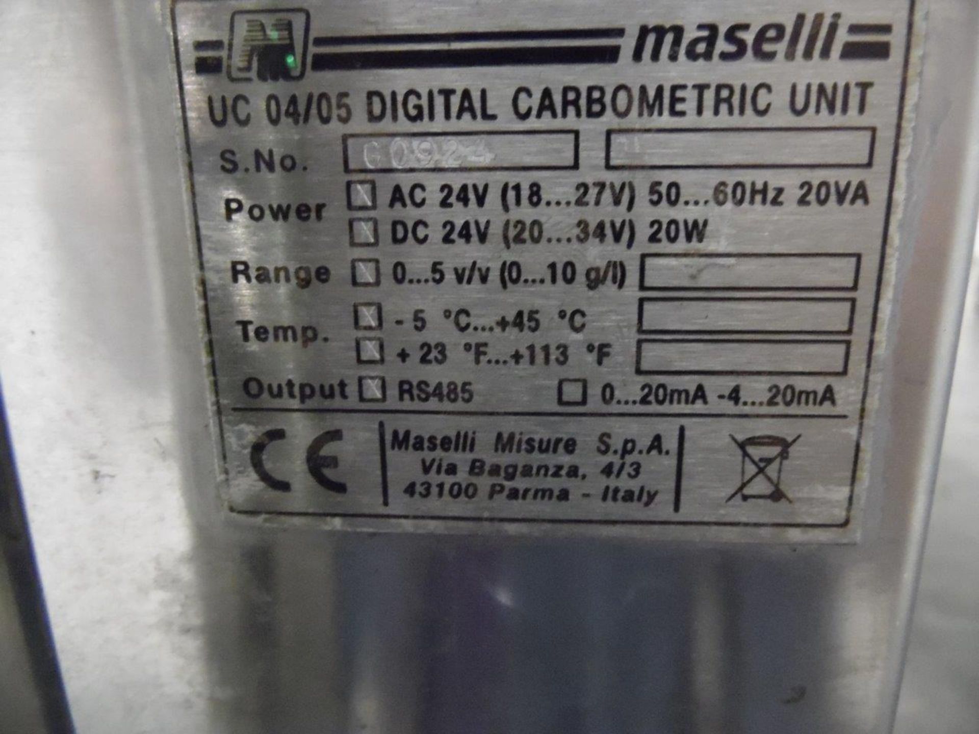 Maselli Beverage Monitor, Model: IB05, S/N: L0126 | Loc: GA | Rig Fee: $25 - Image 3 of 3