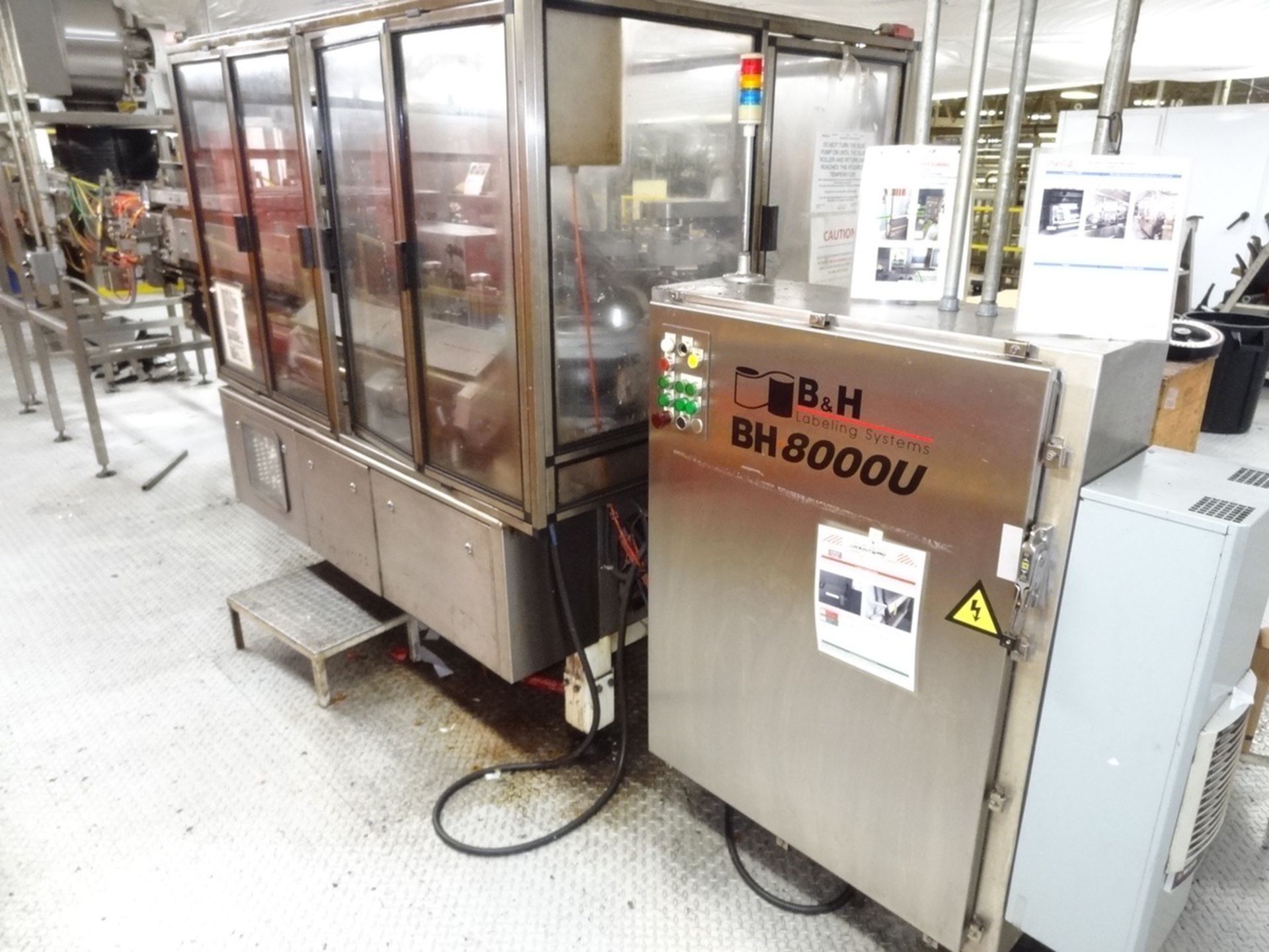 B&H Labeling Model BH8000U Roll Feed Labeler, Includes Nordson 3500 Hotme | Loc: IN | Rig Fee: $750