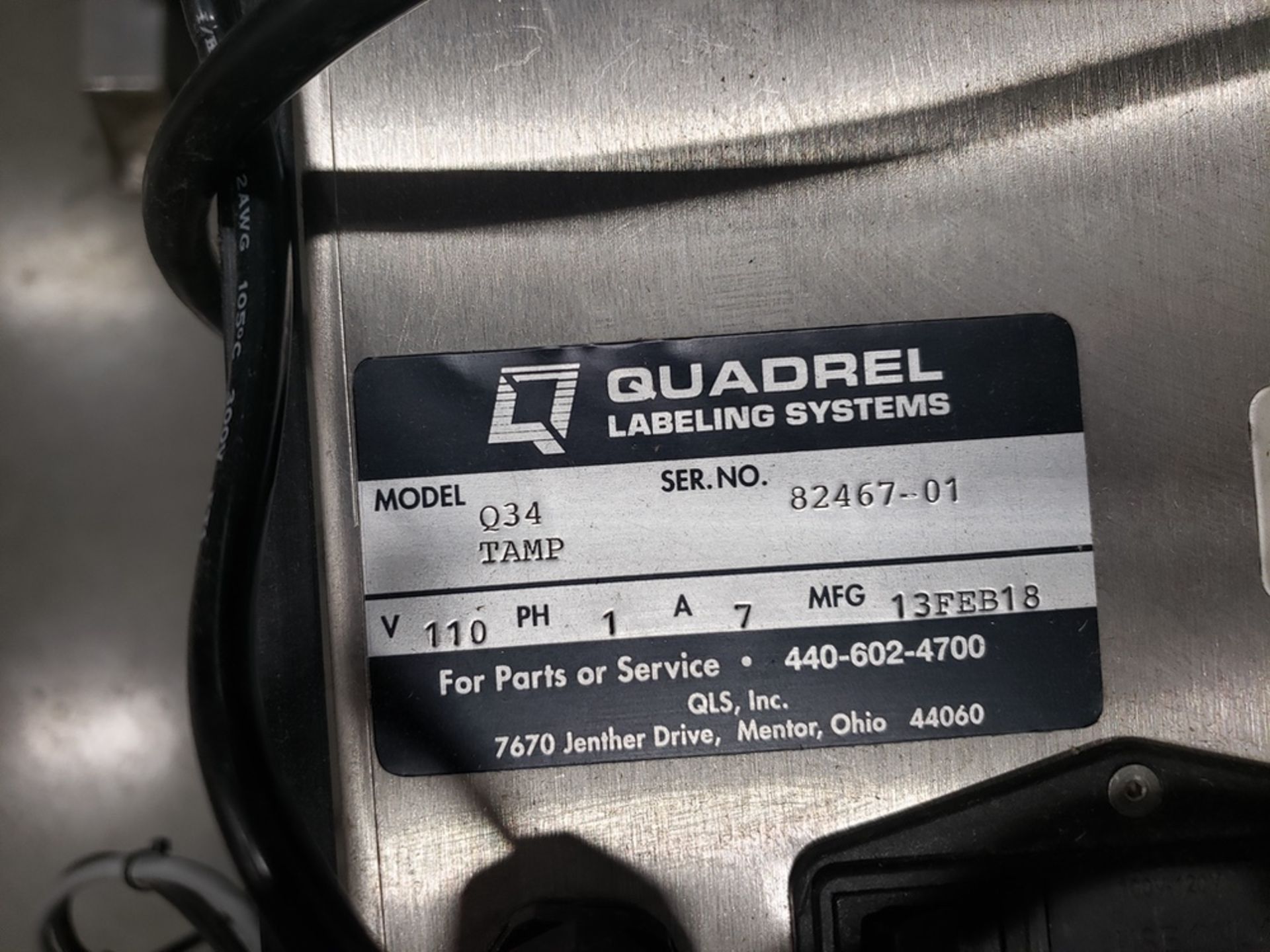 2018 Quadrel Labeling Systems, M# Q34 TAMP, S/N 82467-01 | Rig Fee: $125 - Image 2 of 2
