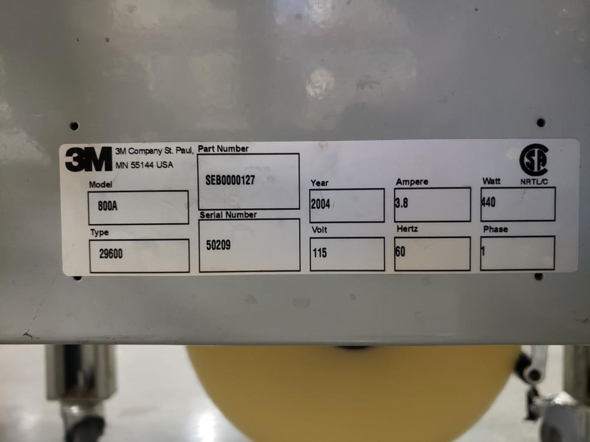 3M-Matic Case Sealer, M# 800a, S/N 50209 | Rig Fee: $125 - Image 2 of 2