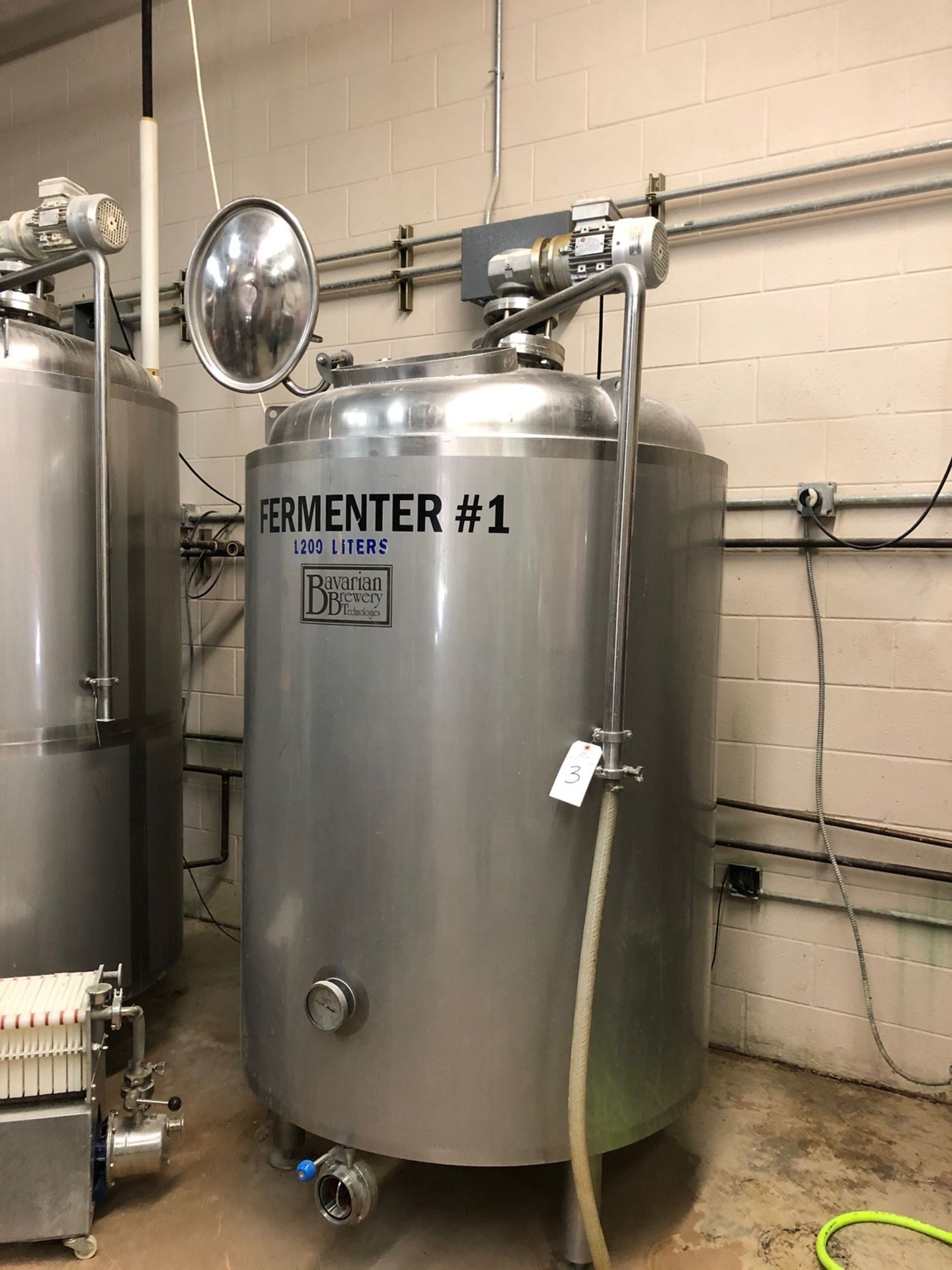 2008 Bavarian 1200L Fermenter, Vertical Agitation, Approx 8ft-2in OAH | Sub to Bulk | Rig Fee: $350